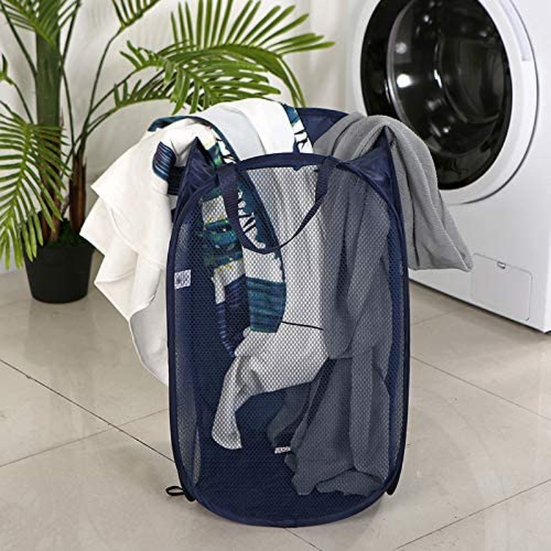 BEWAVE 3 Pack Mesh Pop-Up Laundry Basket Foldable Laundry Hampers with Durable Handles Portable Dirty Clothes Collapsible for Bedroom Dormitory Travel Storage