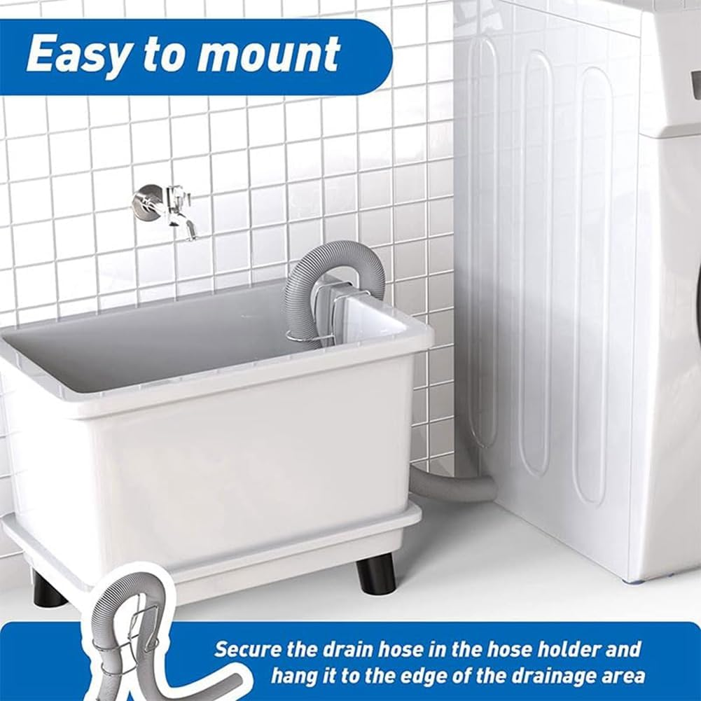 Stainless Steel Washing Machine Drain Hose Holder Hook, Universal Utility Sink Hose Clamp, Laundry Tub Hose Guide Clip Easy to Use image number 4