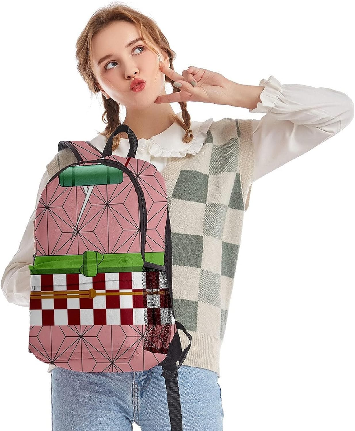 Anime Backpack Kawaii Cute Aesthetic Japanese Cartoon Figure Cosplay School Supplies Harajuku Academia Manga Ita Bag - Butterfly Light Green image number 6