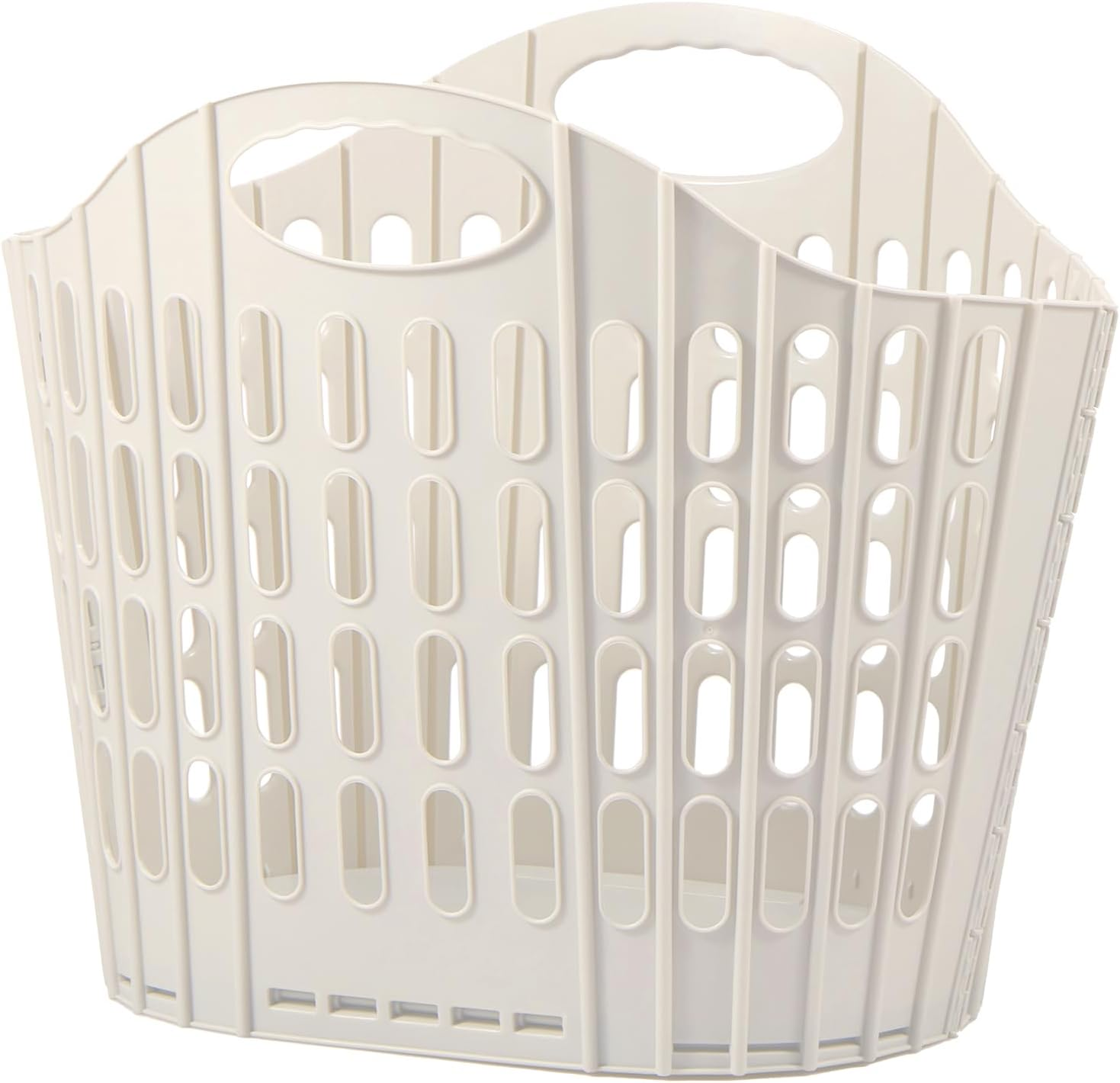 Djapwpx-Collapsible Laundry Basket with Carry Handle, Space Saving Foldable Laundry Basket, Plastic Collapsible Laundry Hamper, Multipurpose Collapsible Laundry Caddy for Easy Storage (Beige)