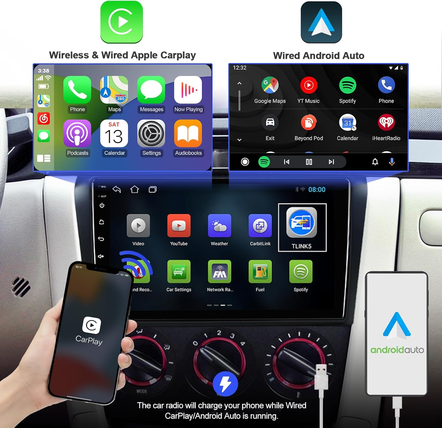 Android 10 Double Din Car Stereo for Mazda 3 2004-2009 with 9 Inch Touchscreen Radio Built-In Wireless Carplay/Android Auto/Gps/Bluetooth/Fm/Aux-In/Steering Wheel Control Backup Camera 2+32G image number 1