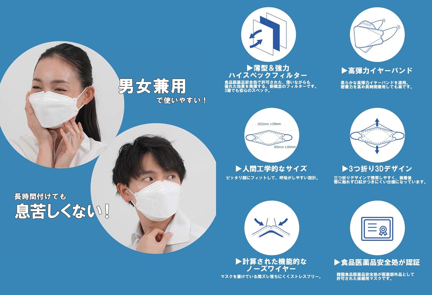 MEDIK Jway KF94 High Performance 3-Layer Filter Mask, 50 Pieces, Disposable Non-Woven Fabric, 3D Mask, PM2.5, Droplet Pollen MCH-KF94-JP50