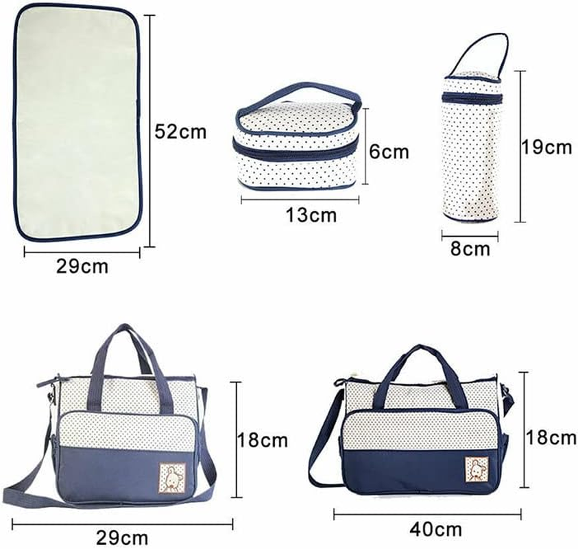 AIMALL 5-Piece Mum Bag Set with Diaper Pad, Floral Canvas Baby Changing Kit - Insulated Bottle Holder & Food Pouch, Shoulder Handbag image number 3