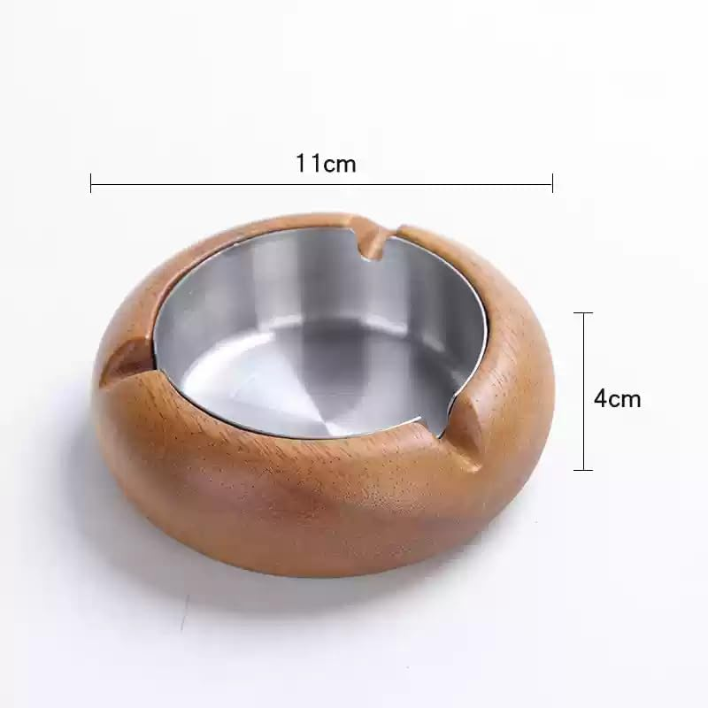 Wooden round Ashtray, Retro Household Ashtray, Suitable for Home Internet Cafe Bar (Small) image number 5