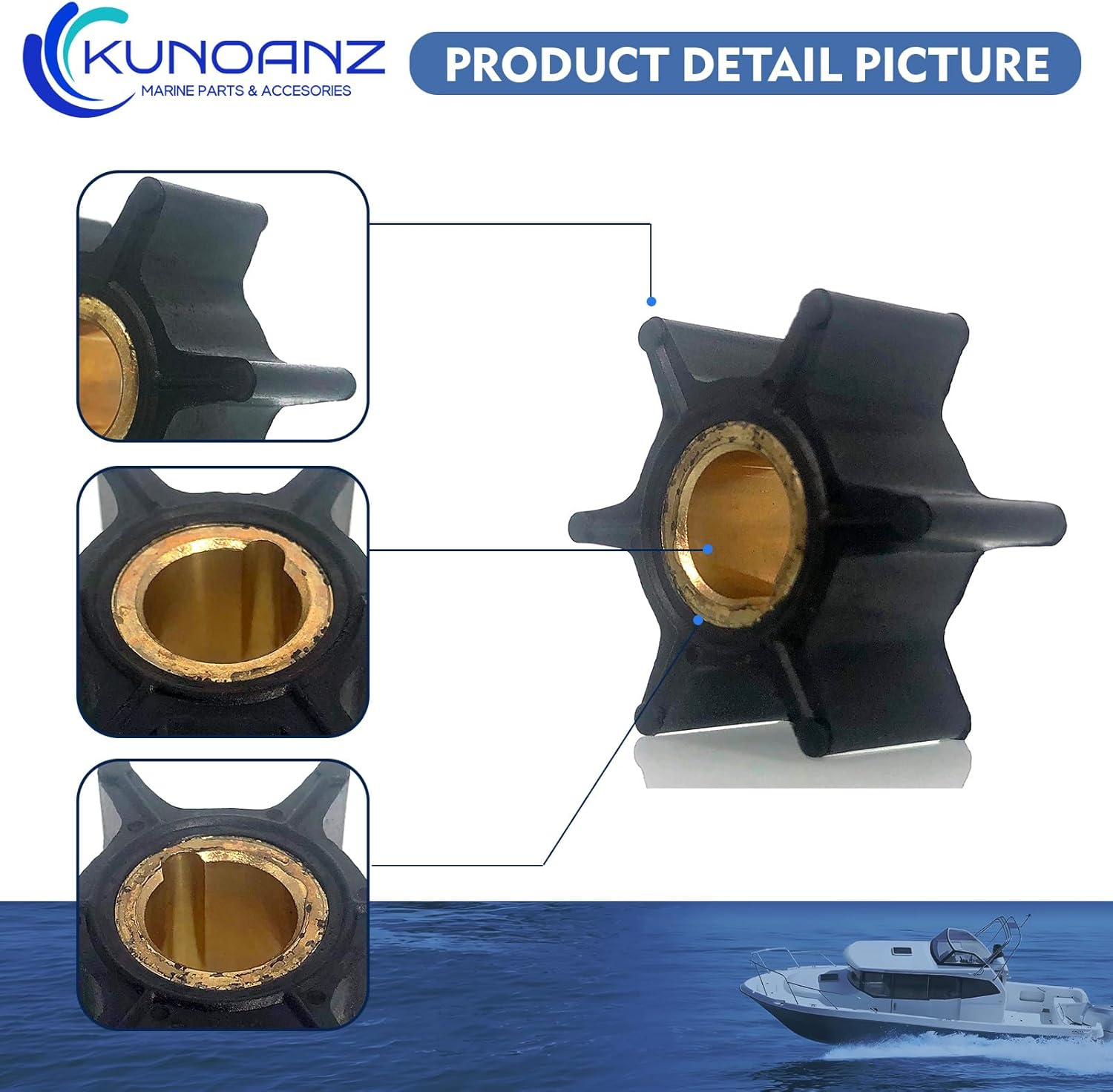 389576 436137 Water Pump Impeller for Evinrude Johnson 8/7.5/6/5/4.5/4 HP 2/4 Stroke Outboard Sierra 18-3091 0389576 0436137 0777822 4HP 4.5HP 5HP 6HP 7.5HP 8HP image number 2