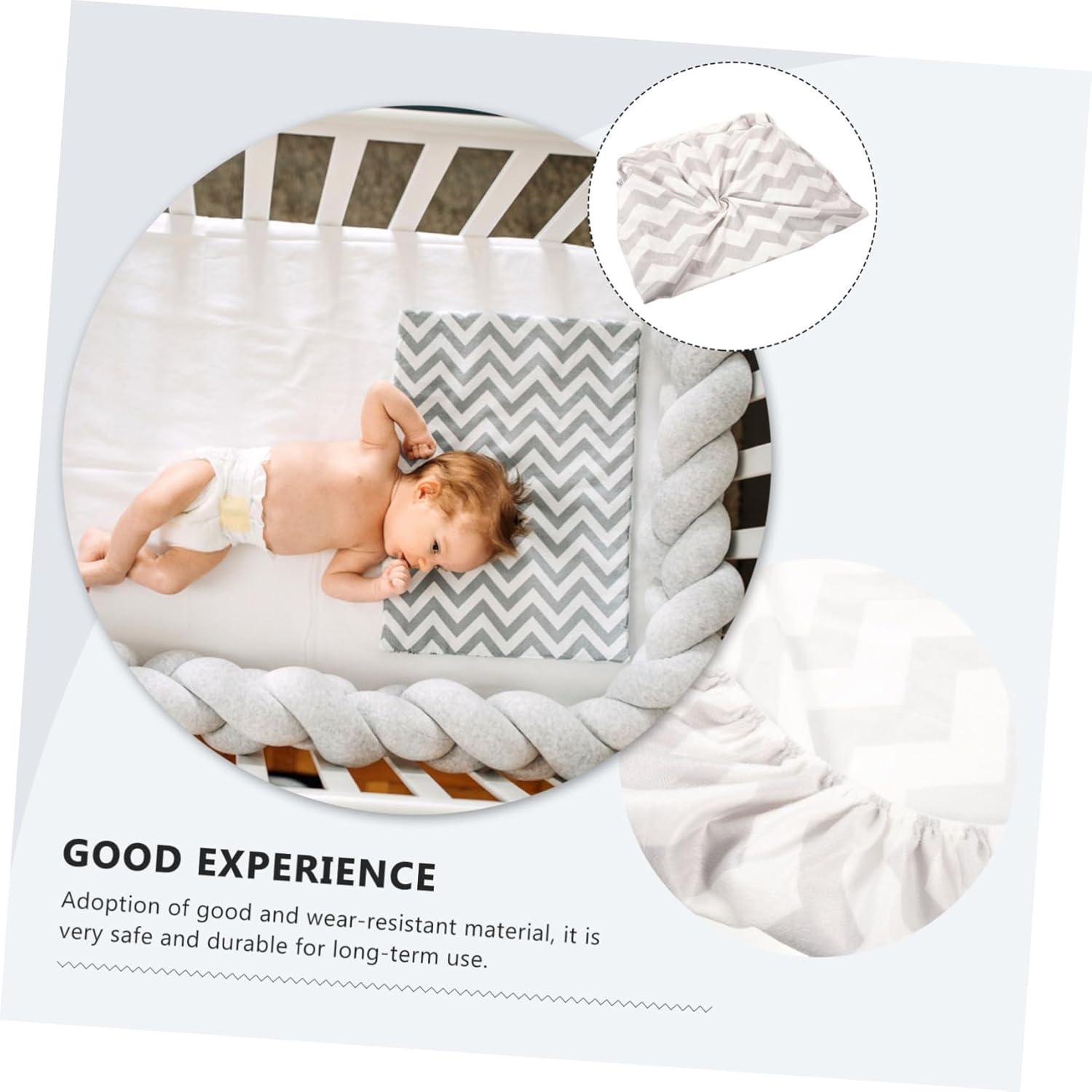 ERINGOGO Baby Changing Pad Cover for Travel &ndash; Washable Diaper Changing Mat Sleeve Detachable Wave Pattern for Newborns image number 5