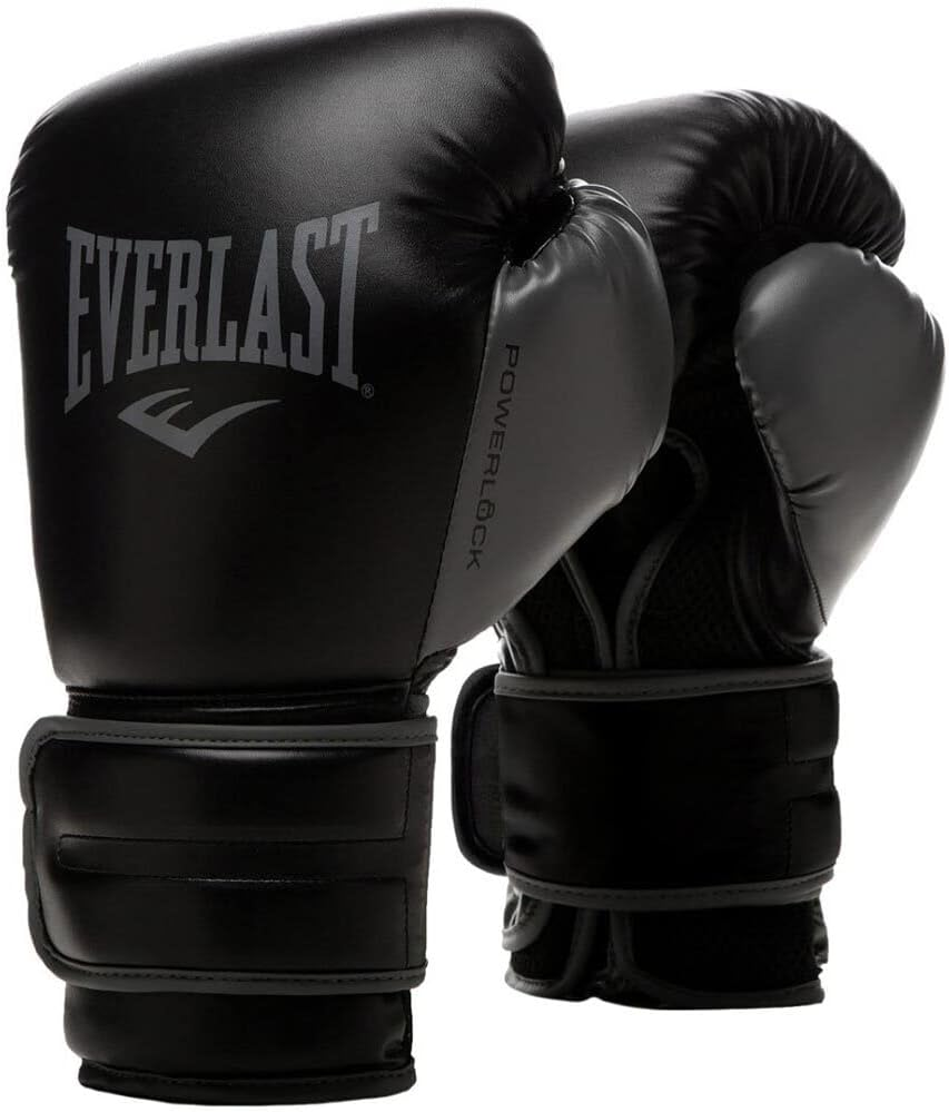 Everlast Powerlock2 Training Boxing Gloves 12Oz Black/Grey 12Oz Black/Grey image number 2
