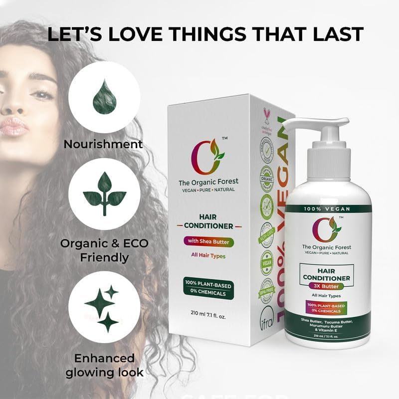 The Organic Forest Sulfate-Free Deep Conditioner for Curly, Dry & Damaged Hair - Infused with Shea Butter & Coconut Oil for Moisturizing, Strengthening & Detangling image number 6
