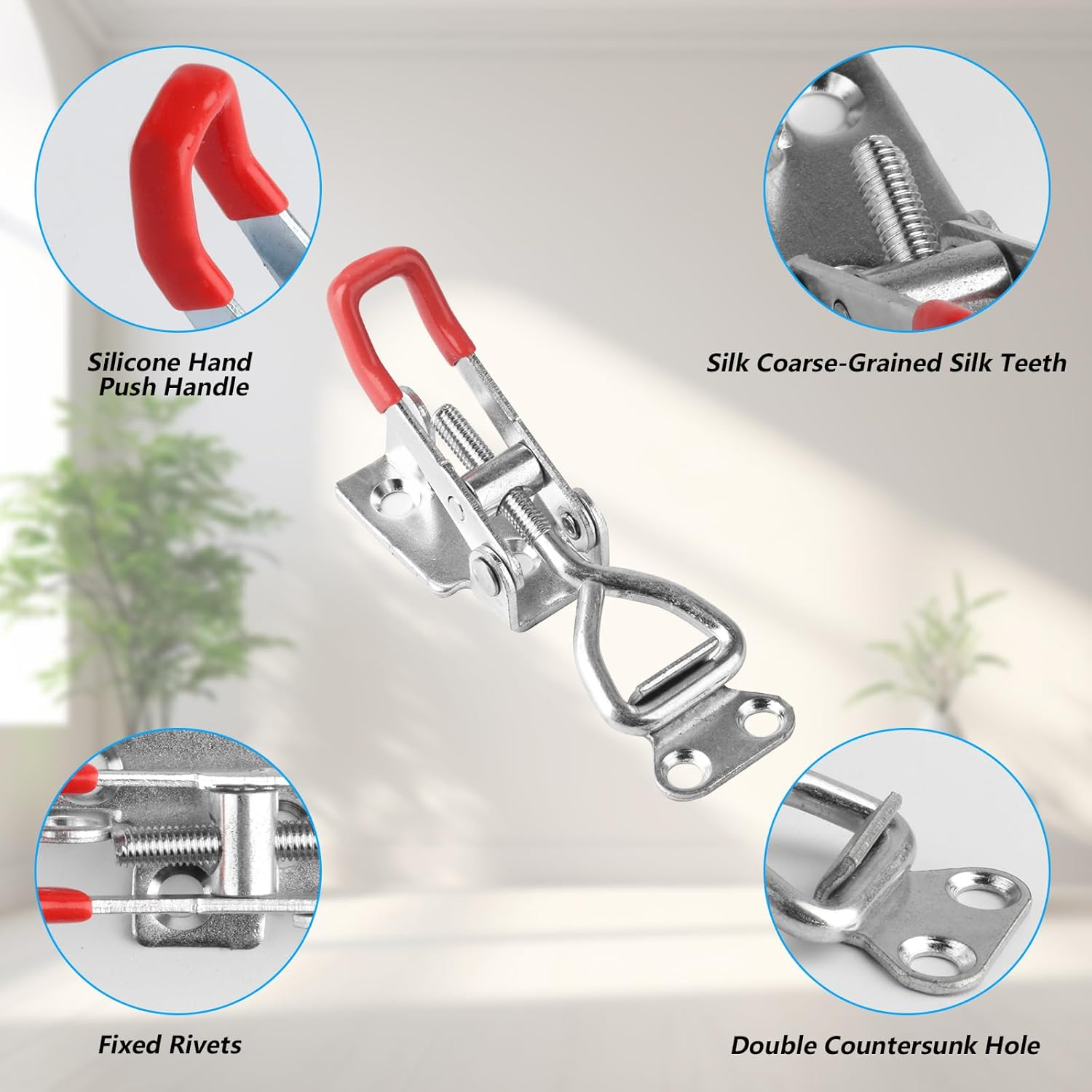 Pack of 6 Crate Lock Tension Clasp, Metal Snap Closure, Side Wall Lock, Adjustable Lever Lock, Lever Lock for Boxes, Cupboards, Locking Hooks, Door Latches, Holds 100 Kg image number 3