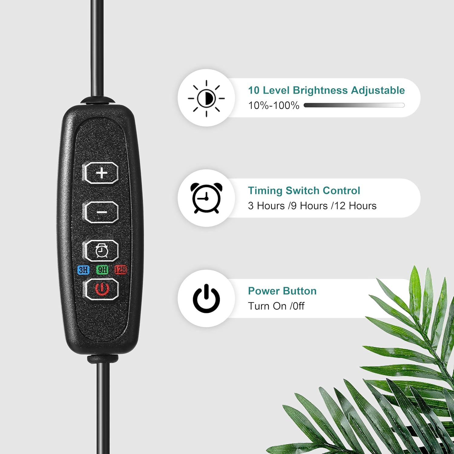 LED Full Spectrum Standing Grow Light, Silver Ring Plant Light with 3/9/12H Timer, 10 Level Dimmable, 60 Inch Height Adjustable, 3000K Floor Growth Lamp for Indoor Large Tall Plants image number 6