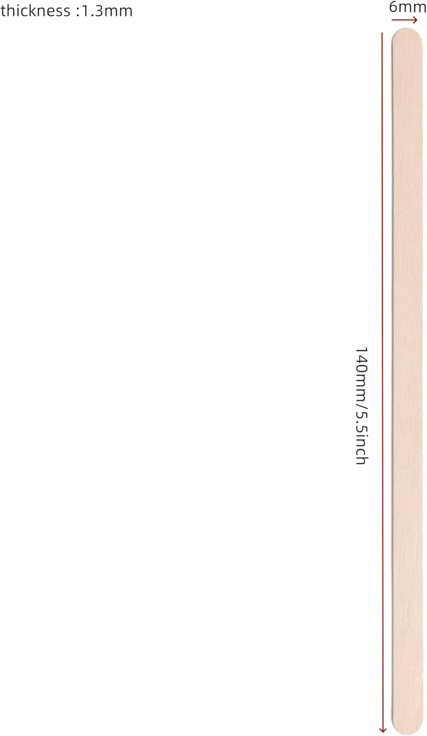 300Pcs Wooden Wax Sticks - for Body Legs Face 5.5Inch Medium Sizes Eyebrow Waxing Applicator Spatulas Wood Coffee Stirrs Wooden Carft Stick image number 1