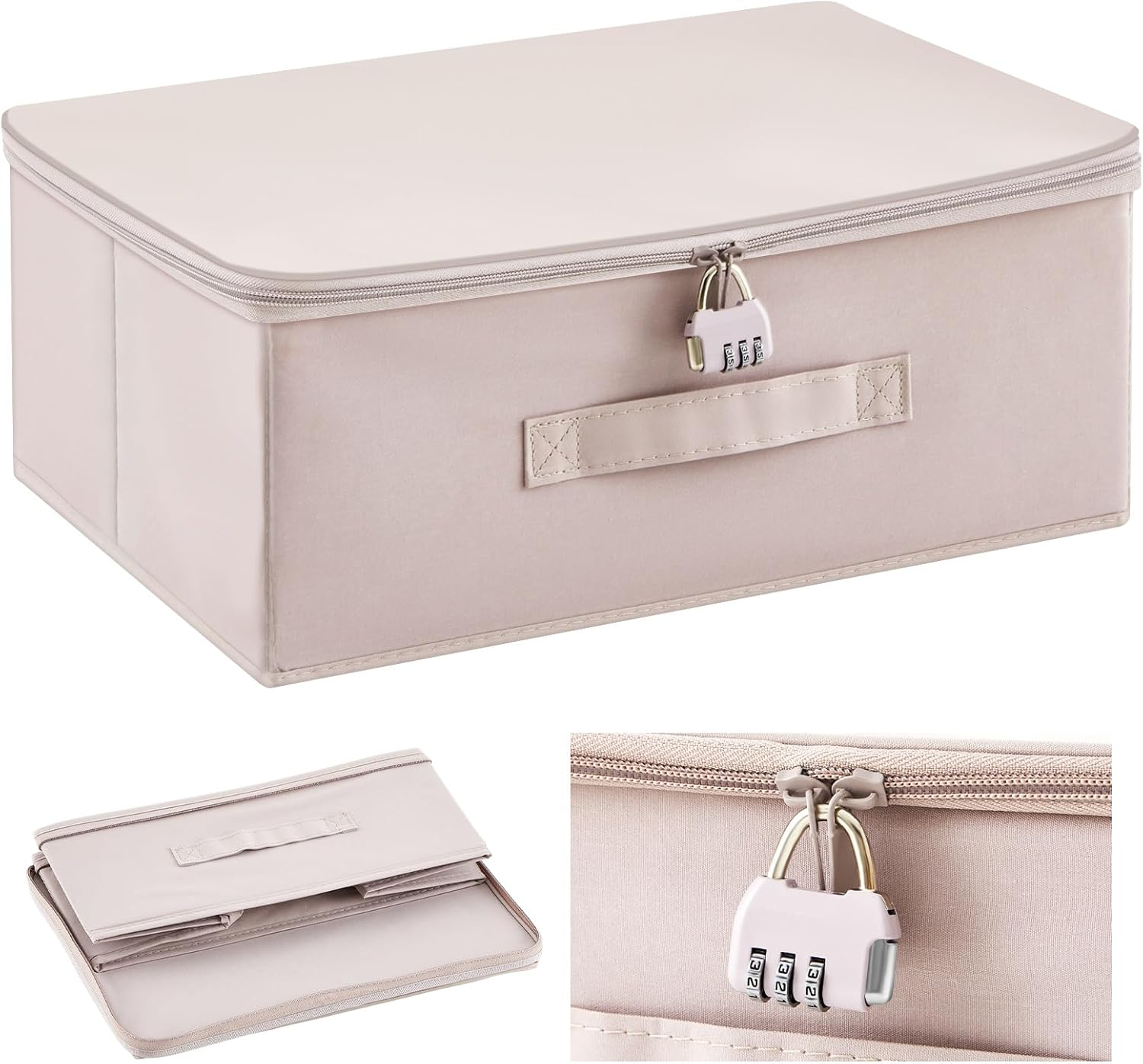 Briwooody Discreet Lockable Toy Bag Storage Organizer Toy Bag Storage Bins Case with Zipper Lid 15 X 10 X 6.3 Inches for Women and Men Clothes Container(Light Purple)