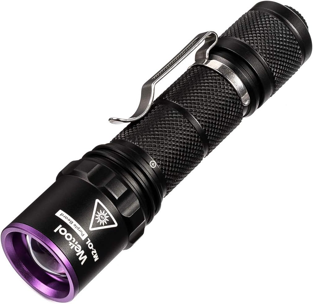 Weltool Professional UV Flashlight 365Nm UV-A Black Light Max. 2060Mw High Power for UV Glue Curing, AC Leak Detector Rocks and Mineral Glowing, Pet Urine Detector, Non Destructive Testing image number 2