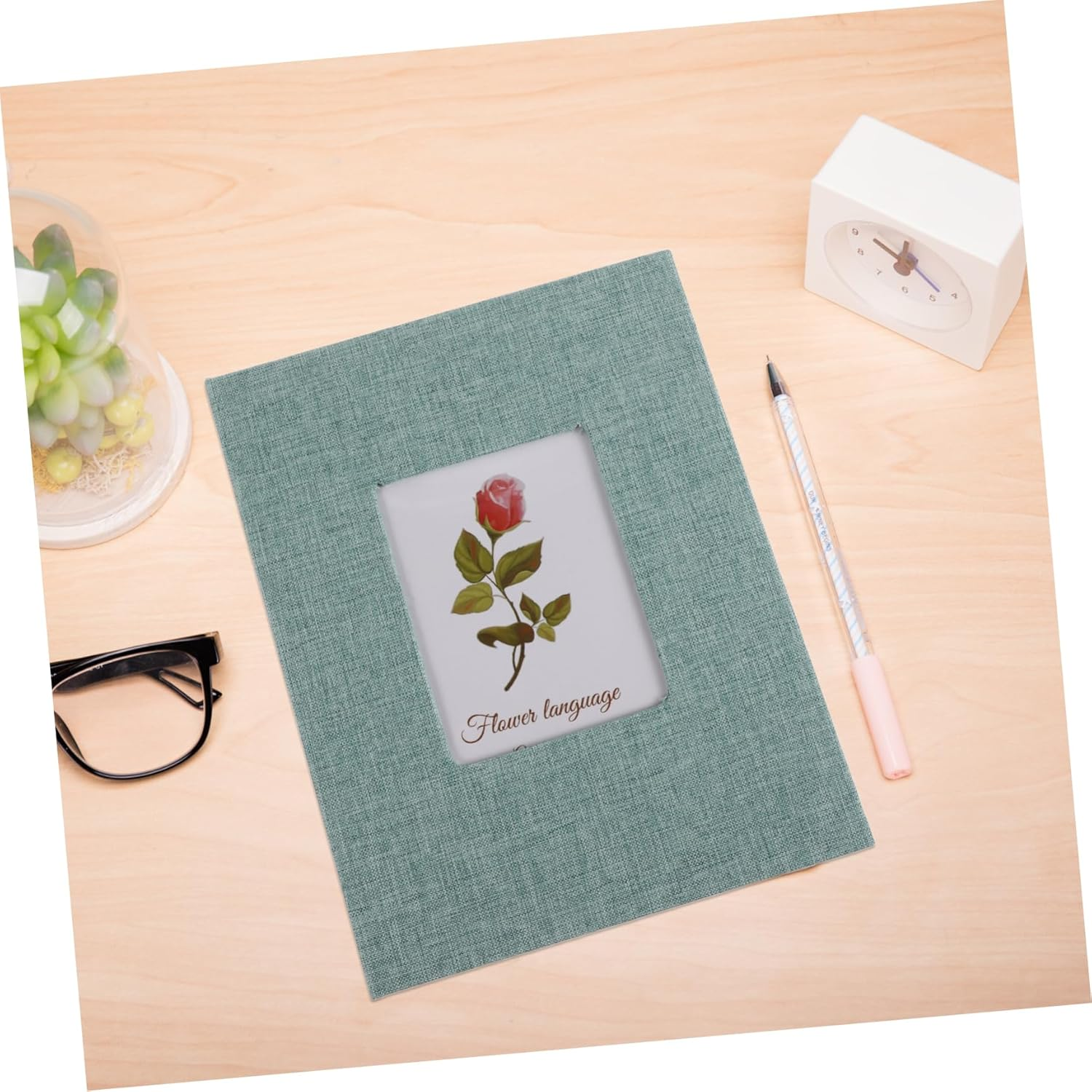 Pictures Book Album for Boy Photo Album for Growth Record Green Cover White Pages Keepsake For image number 3