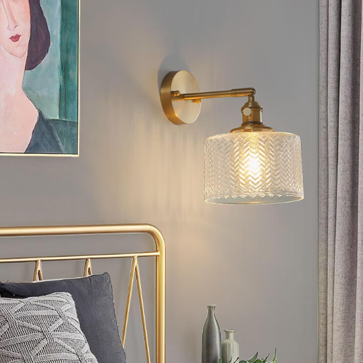 Wall Lamps Sconces Classical Light LED Wall Light with Glass Lampshade Indoor Wall Lamps for Study Reading Working Wall Lighting image number 1