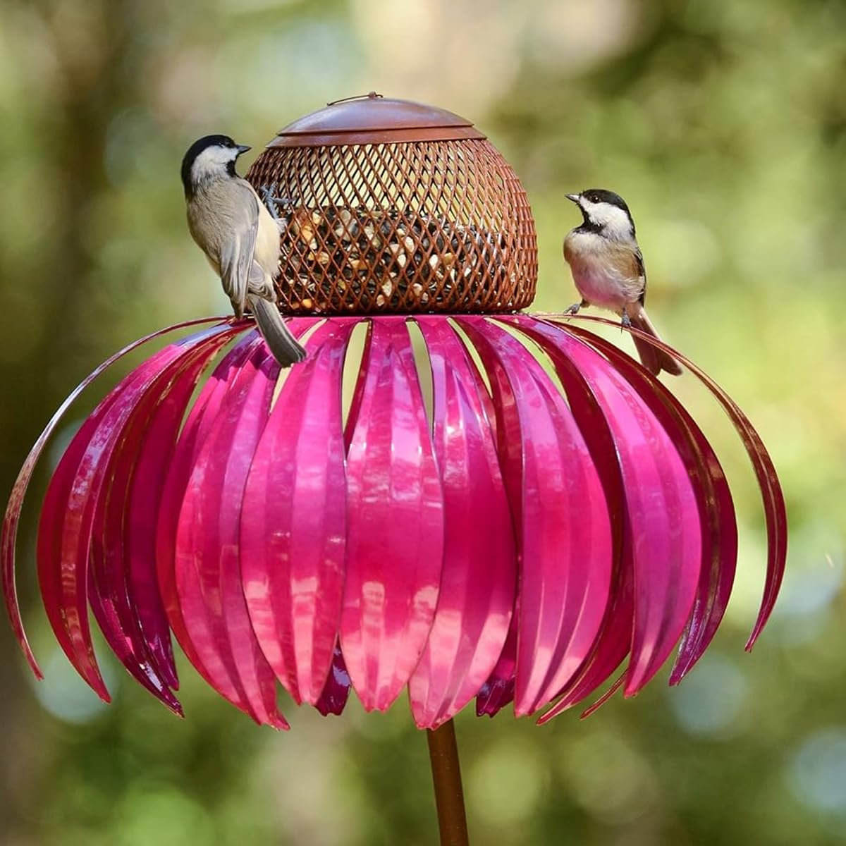 AIMALL Metal Coneflower Bird Feeder for Garden Decoration Hummingbirds Feeder Four-Season Use 28 Inch image number 5
