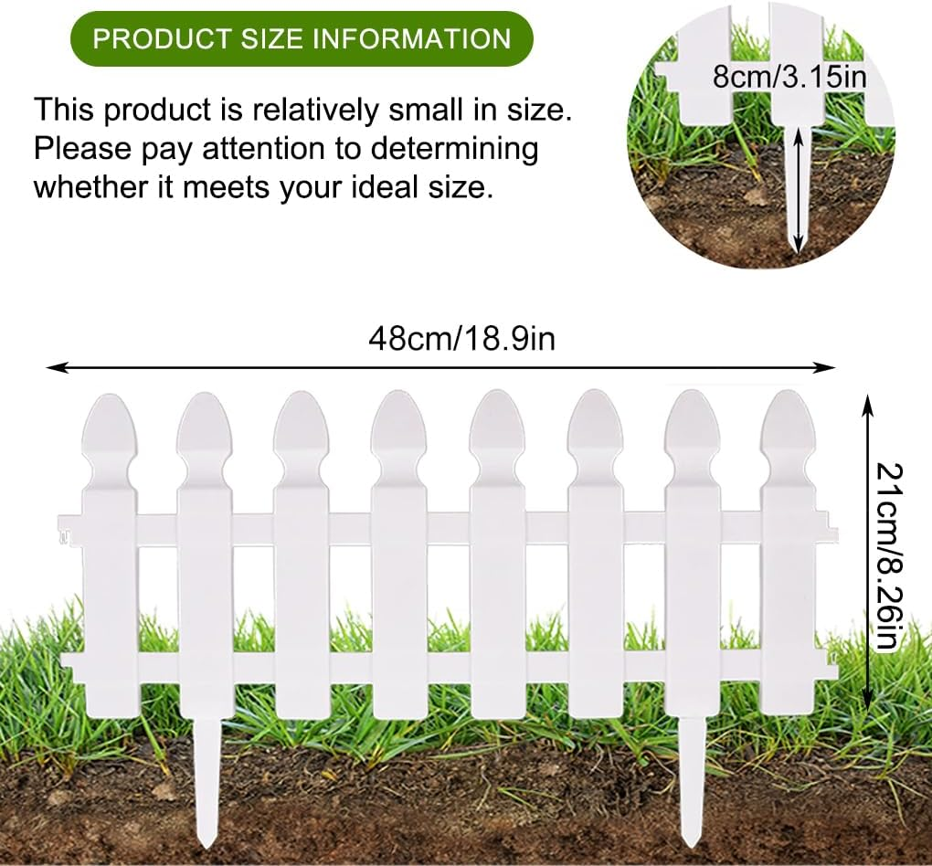 Springup 4Pcs/Set 48X29Cm(Each) No Dig Fence Border Insert White Plastic Fence Garden Picket Fence Edgings Lawn Flowerbeds Plant Borders Outdoor Landscape Decor Yard & Patio image number 4