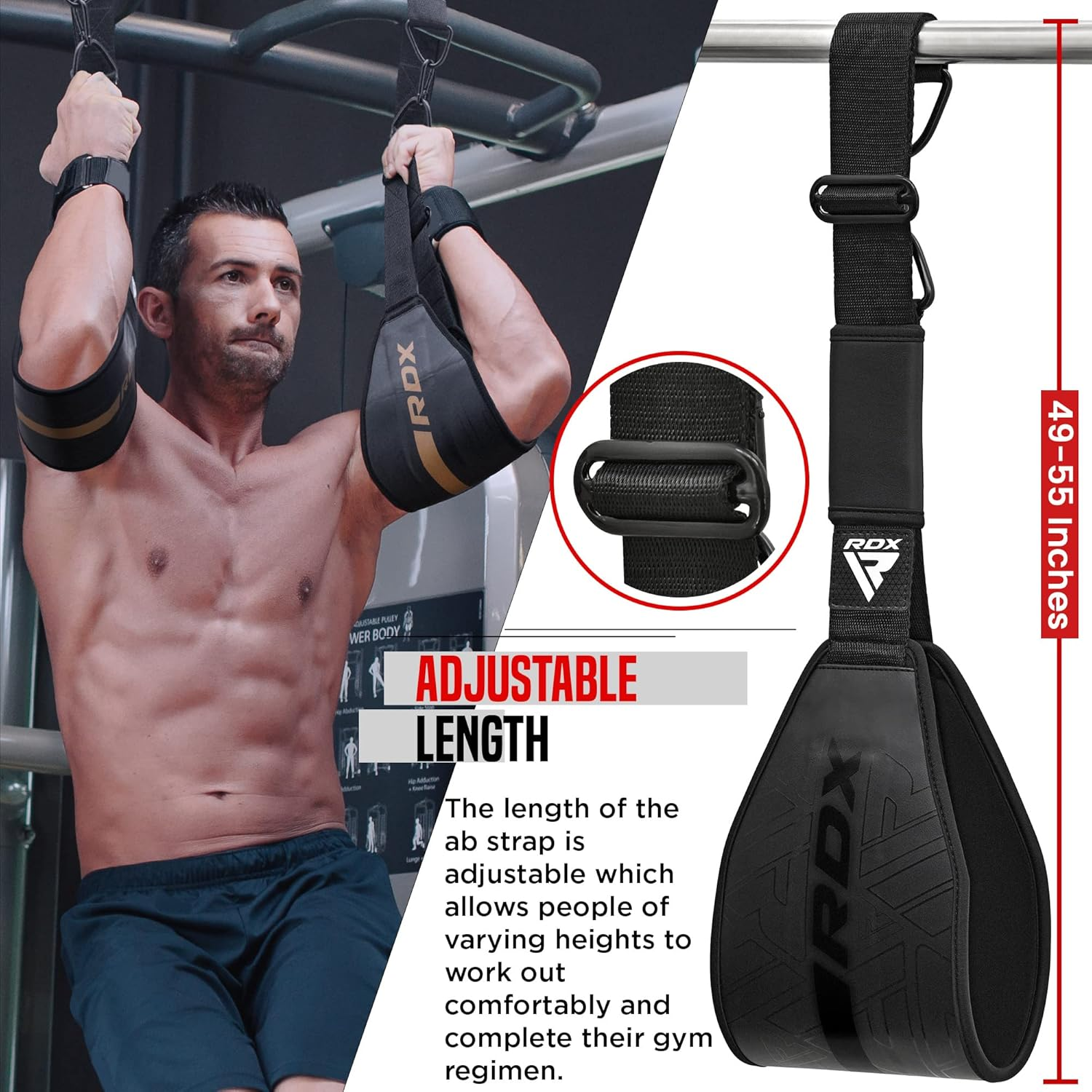 RDX Fitness Hanging AB Straps for Abdominal Muscle Building and Core Training, Maya Hide Leather Strap Steel D-Rings, Pull up Assist Straps, Elbow Hanging Men Women Home Gym Workout Equipment