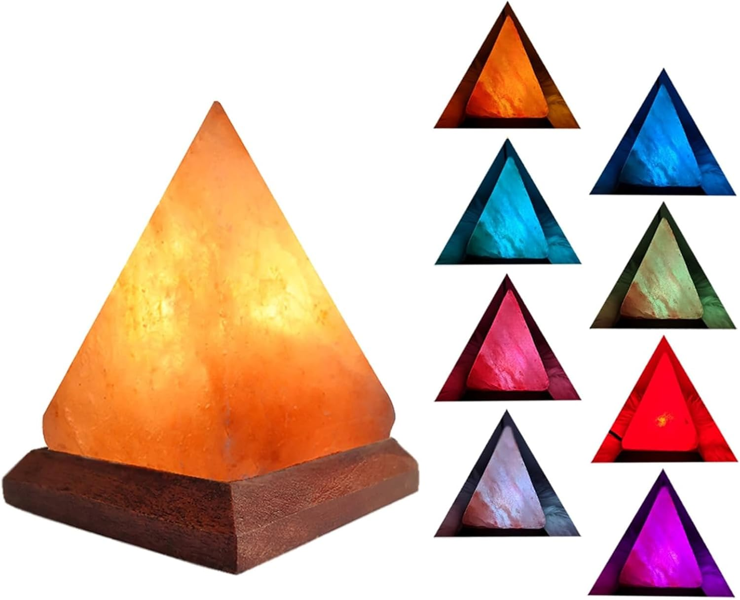 Jiawu USB Himalayan Mini Tear Drop Salt Lamp, 7 Color Changing LED Bulb, Hand Crafted Crystal Rock Salt Night Light for Home Decor, Desk, and Gift, Premium Quality Wood Base and USB Cable image number 6