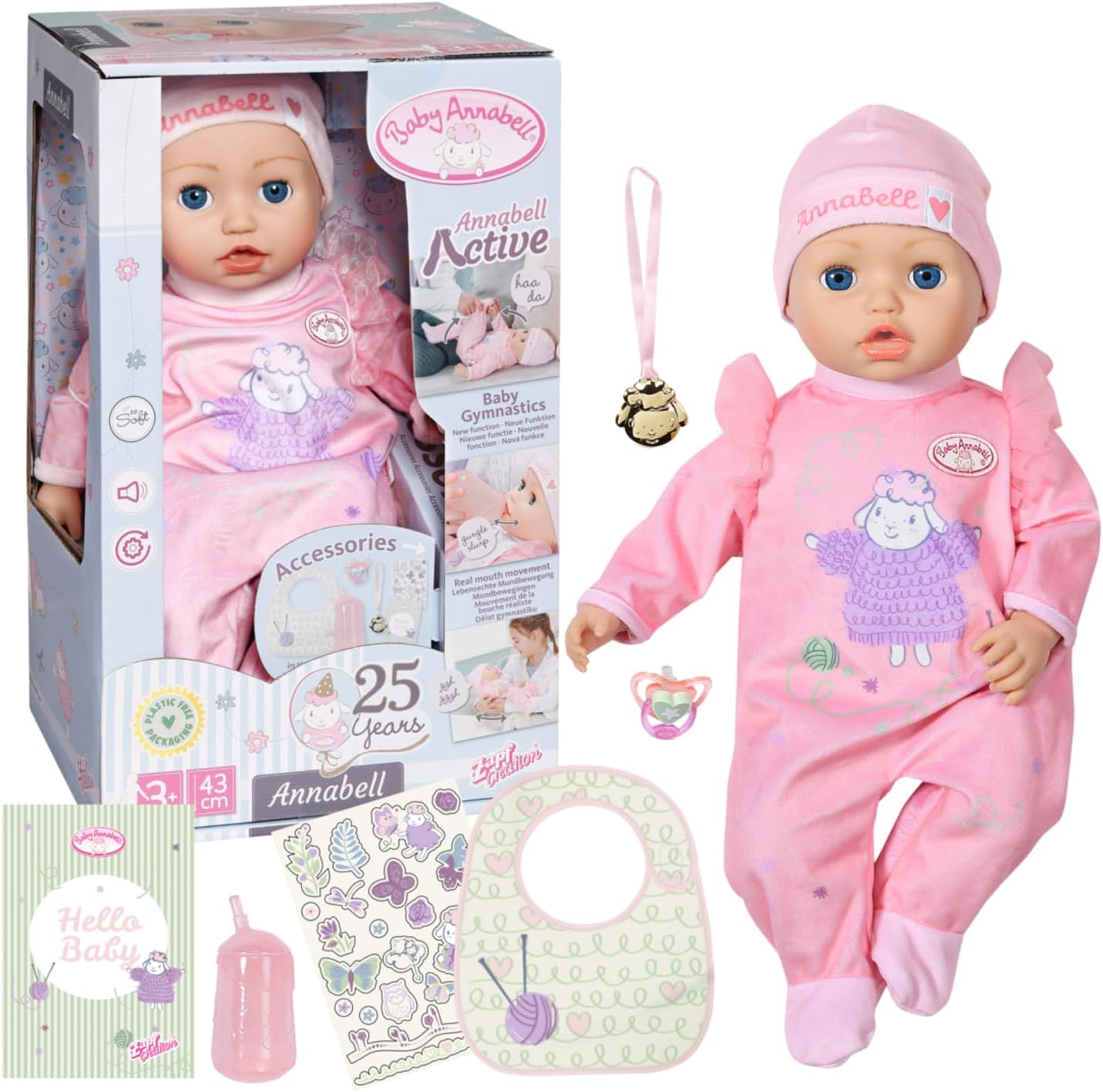 BABY Born Active Annabell 706626-43Cm Doll with Soft Cuddly Body & Realistic Features & Sounds - Clothing & Accessories - Require 3 AAA Batteries (Not Included) - for Kids from 3+ Years image number 4