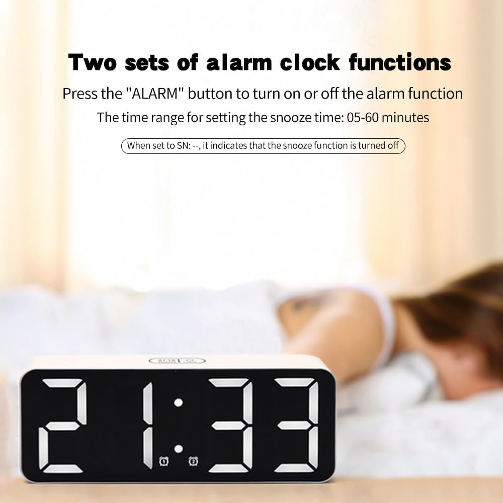 Jiaozoum Small Digital Alarm Clock for Bedroom, Big Display with Charging Port Desk Clock, Support Dimming Adjustable Volume Basic Digital Clock for Deep Sleepers Kids Elderly image number 1