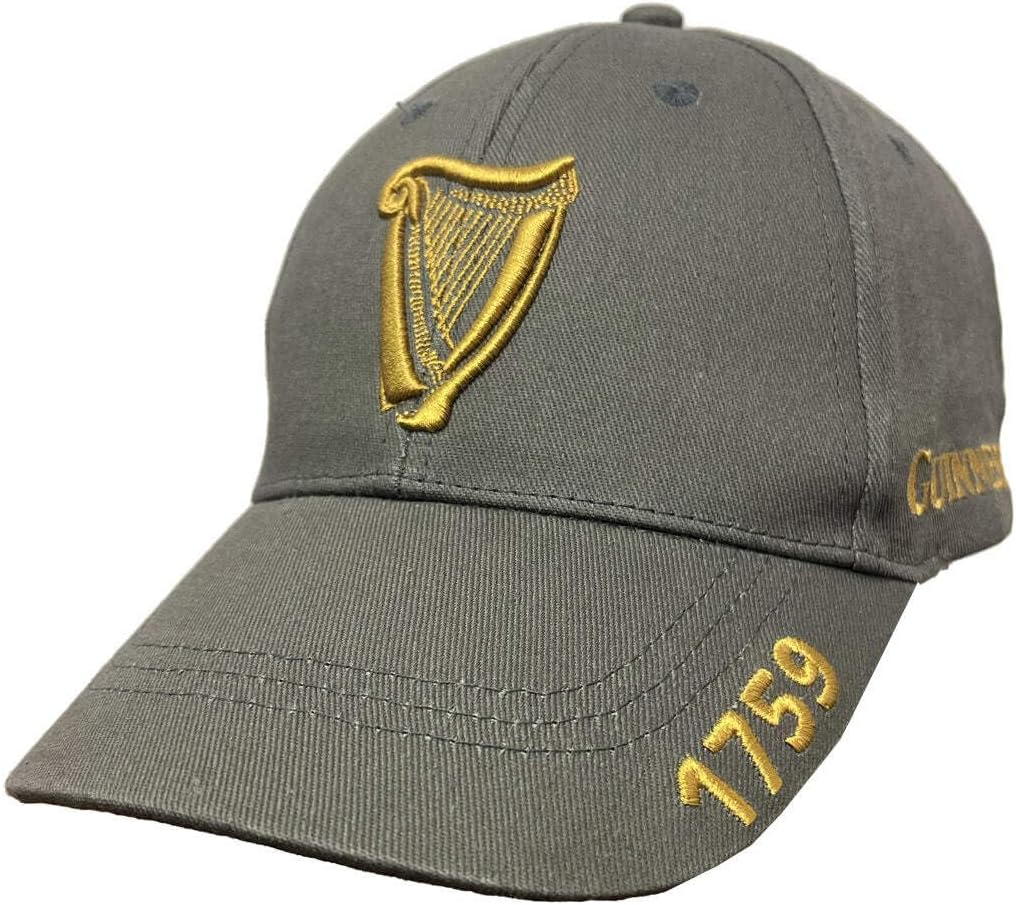 Guinness Harp Embroidered Charcoal Baseball Cap, Charcoal, One Size image number 1