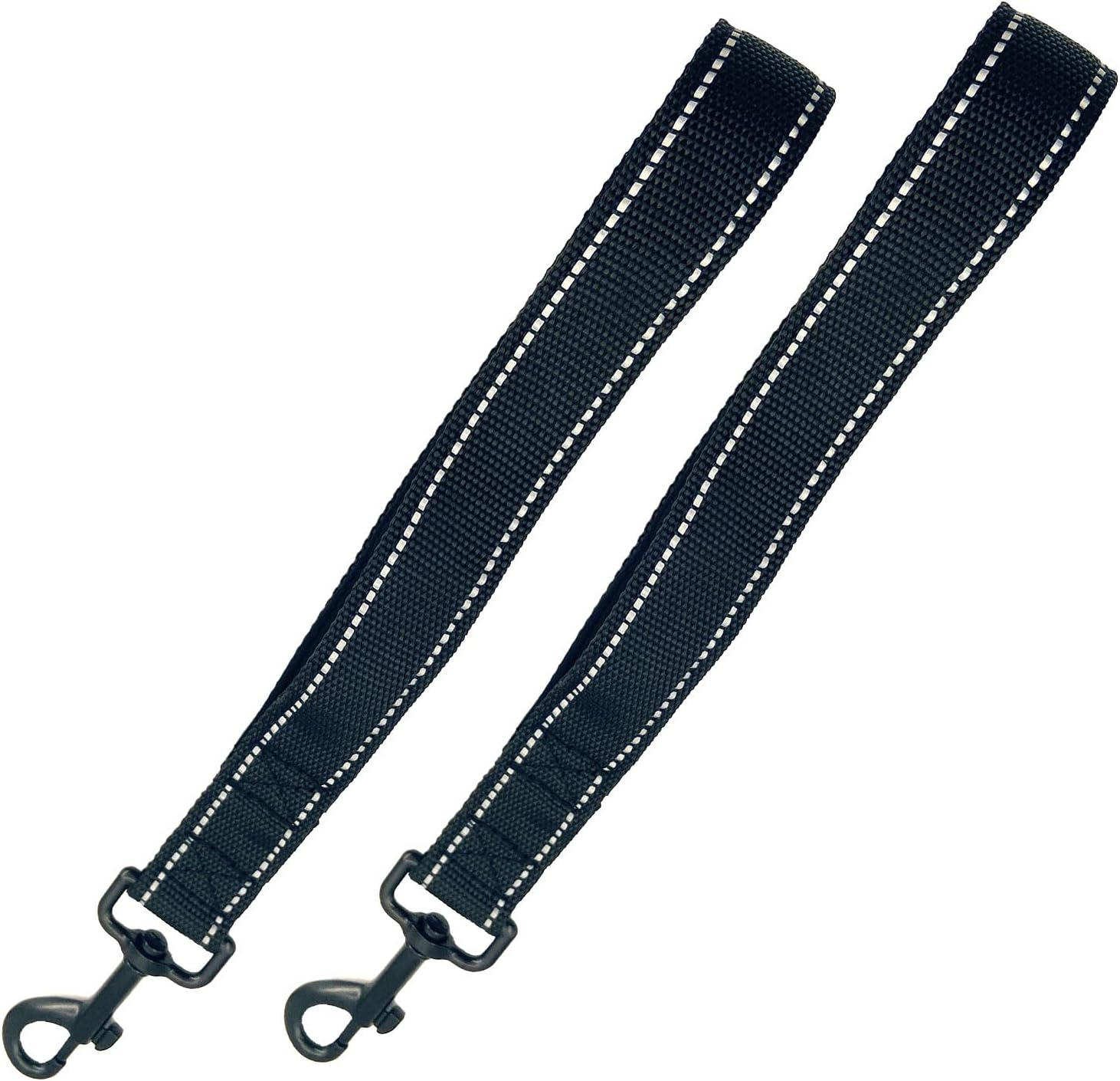 Pack of 2 Short Dog Leads, 30 Cm Recall Lead, 360&deg; Rotatable Nylon Recall Lead for Training Lead, for Small, Large and Medium Dogs, Black