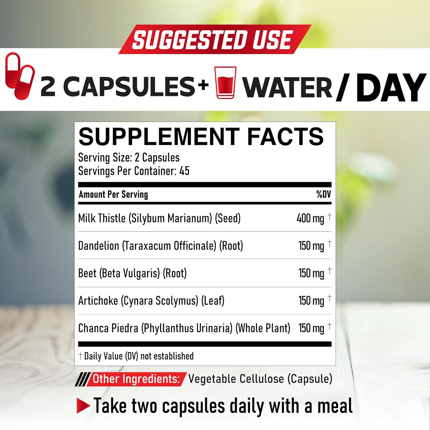 7000Mg Milk Thistle Capsules - 5In1 with Dandelion, Beet Root, Artichoke & Chanca Piedra - 90 Capsules for 45 Servings image number 5