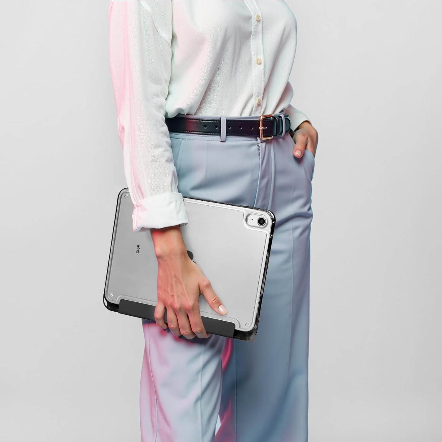 AVAKOT Case for Ipad A16 11Th Generation 11 Inch 2025, Ipad 10Th Generation 10.9 Inch 2022,Clear Back Slim Trifold Stand with Pencil Holder Auto Wake/Sleep, Black - Blue image number 3