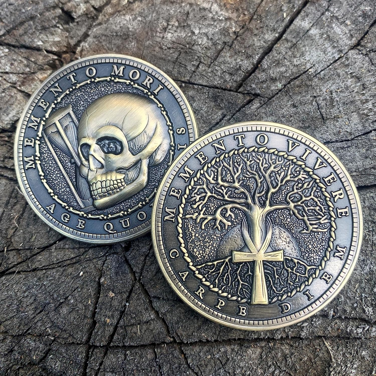 Antique Brass Memento Mori Stoic Reminder Coin image number 1