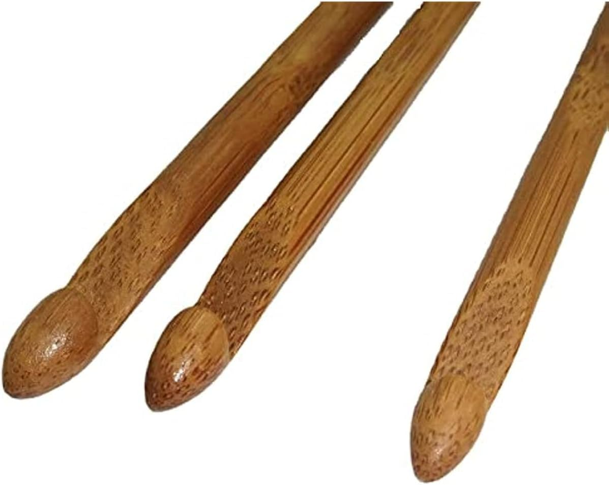12Pcs 6" Bamboo Crochet Hooks Needle Knitting Hooks Knit Craft Weave Yarn 3 to 10 Mm Diameters image number 3
