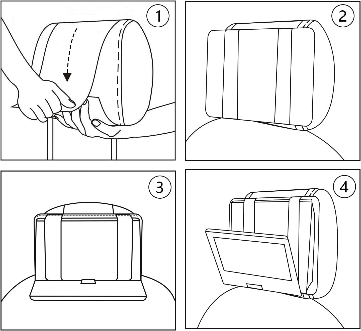 Hikig Car Headrest Mount Holder for 7 Inch to 11 Inch Swivel and Flip Style Portable DVD Players - Adjustable Angle and Rotate Screen - Black image number 3