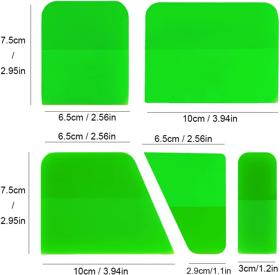5 Pcs PPF anti Scratch Rubber Squeegee for Soft Car Tools Auto Silicone TPU Coating Scraper for Vinyl Wrap Protection Film Window Tint Paint Windshield Cleaning Kit (Green) - Black image number 3