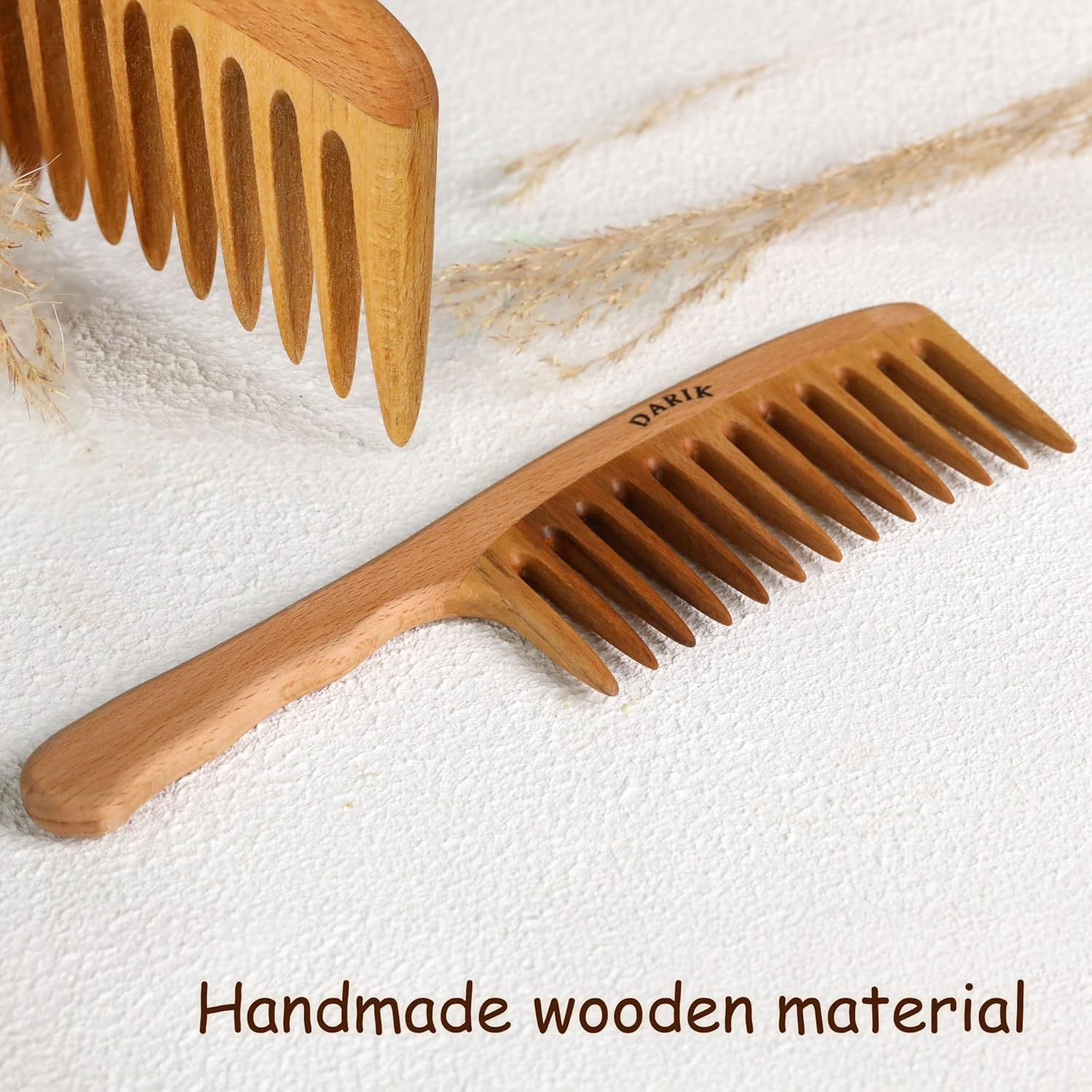 Wide Tooth Wooden Comb | Cepillo Ancho De Madera Para Cabello | Natural Hairbrush | Vintage Style Hairbrush | Wood Comb for Gentle Styling | Anti-Static Hair Comb (Wide Tooth) image number 6