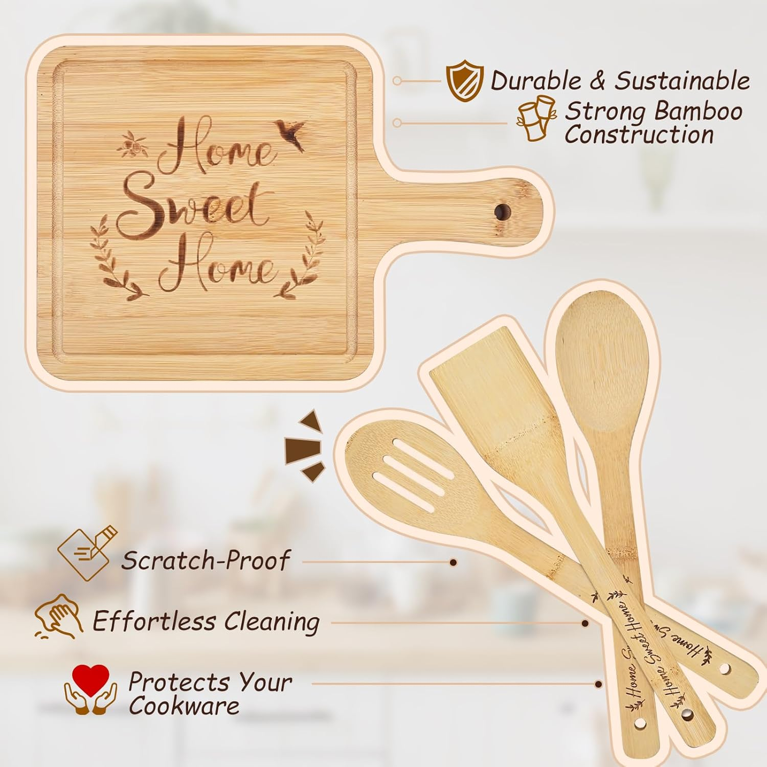 Omebel 12 Pcs House Warming Gifts Basket - New Home Gift Set for Homeowners, Couples, Women & Men | Thoughtful Housewarming Present with Towels, Mugs, Serving Board & Greeting Card image number 5