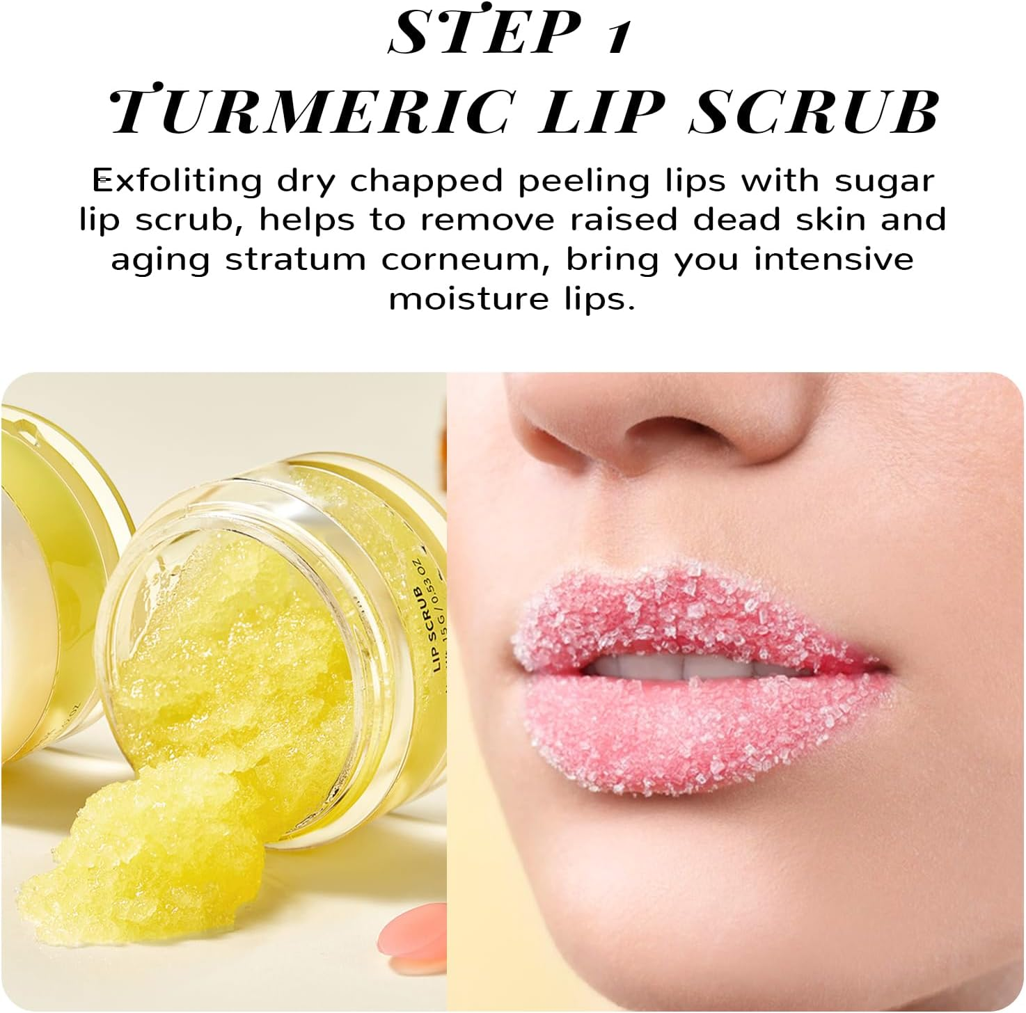 ANAI RUI Lip Care Kit - Sugar Scrub Set, Sleeping Mask & Exfoliator - Overnight Skin Treatment - Scrub & Moisturizer for Dry Chapped Cracked Peel Lips (Turmeric+Honey) image number 5