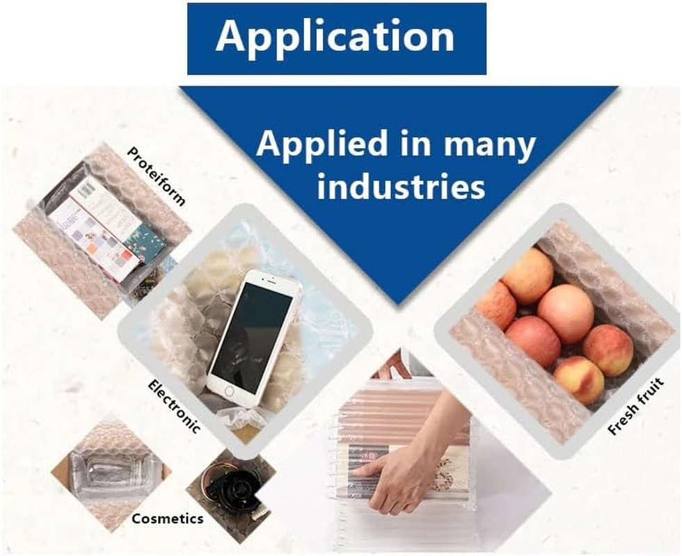 Automatic Cushion Machine, Bubble Film Inflator Cushion Air Pillow Machine, 14 M/Min Professional Bag Air Pillow Inflator, Suitable for Wine/Fruit/Canned Food, Black image number 2