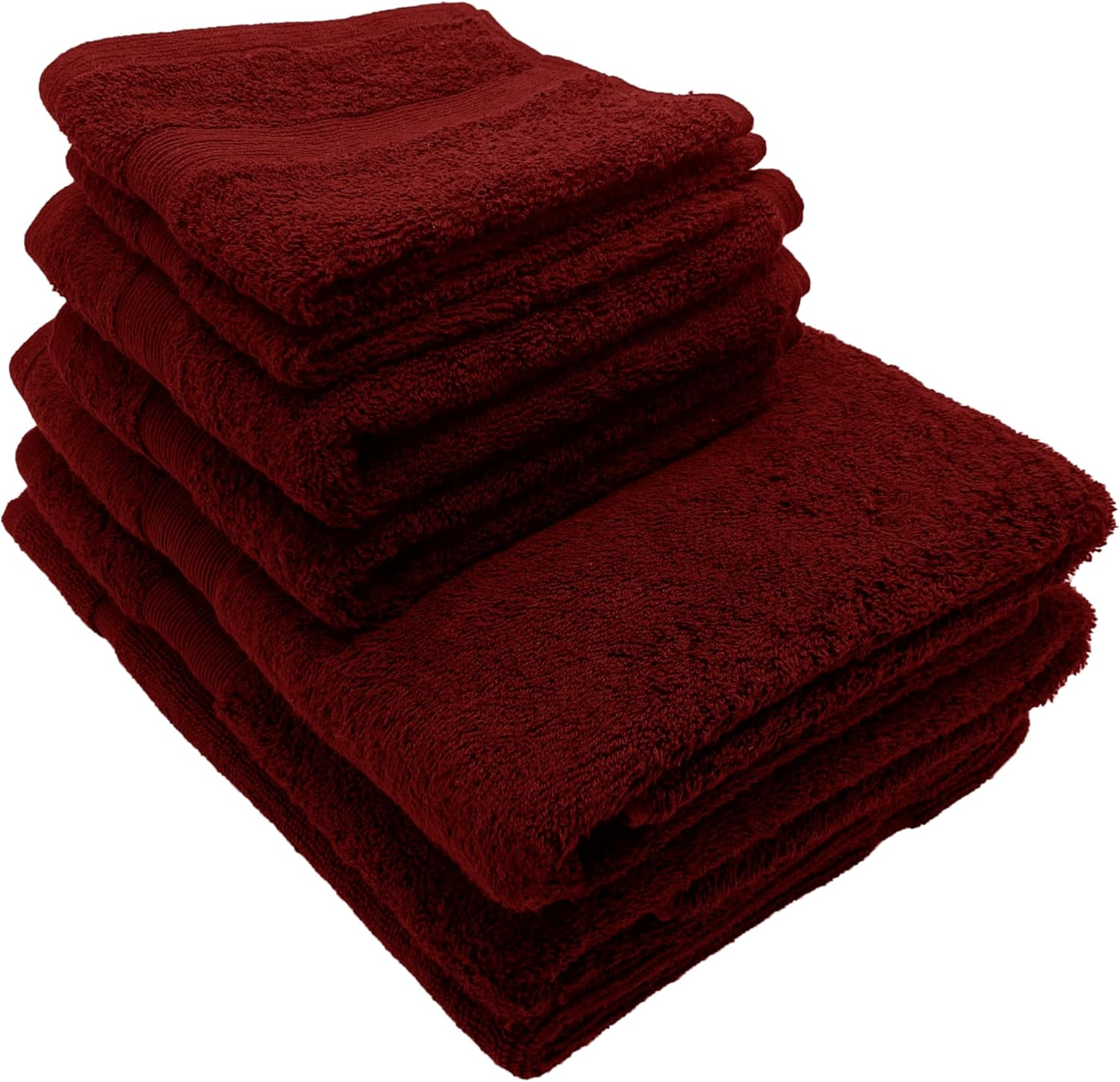 GABA Burgundy Luxury Bath Towels, Egyptian Cotton, Hotel & Spa Quality, Set of 7, Bath Towel Set with Bath Mat, 2 Bath Towels, 2 Hand Towels, 2 Washcloths, Ultra Soft (Burgundy) image number 6