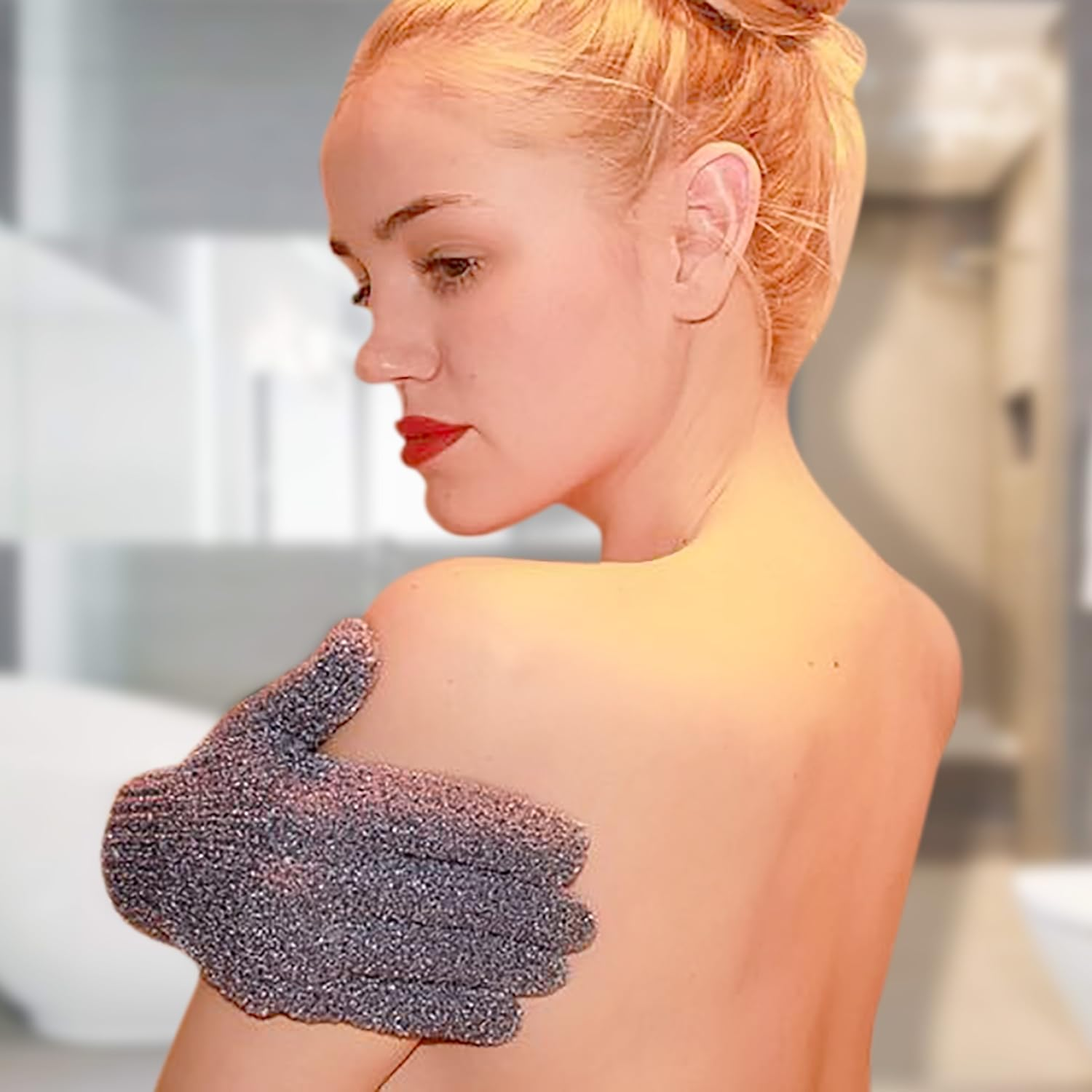 Evridwear Exfoliating Dual Texture Bath Gloves for Shower, Spa, Massage and Body Scrubs, Dead Skin Cell Remover, Gloves with Hanging Loop (2 Pairs Heavy) image number 1