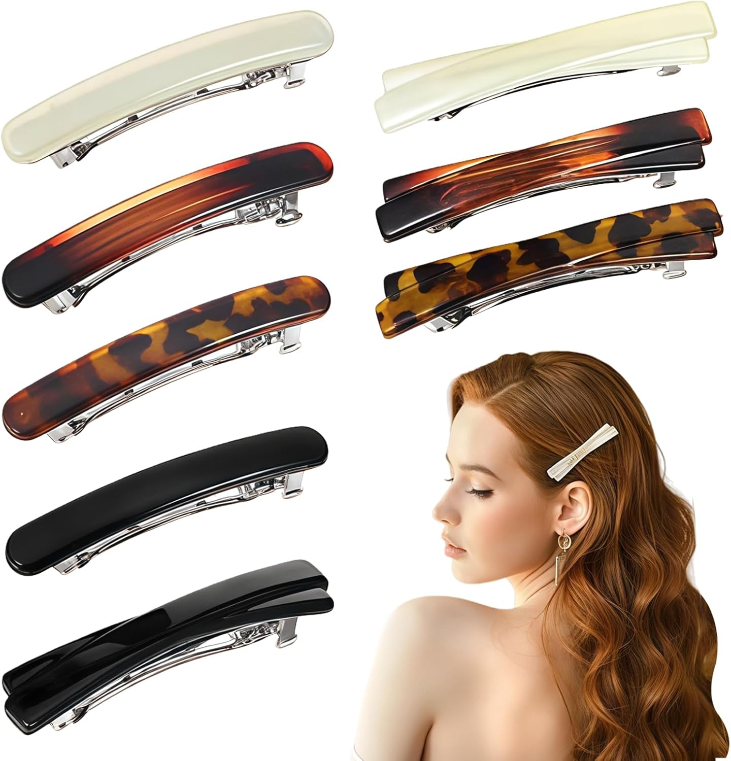 8 Pcs Hair Clips, Tortoise Shell Hair Clips Women and French Hair Clip Set for Girls, Ladies for Daily Styling, Parties, Work (Multi-Colour) image number 6