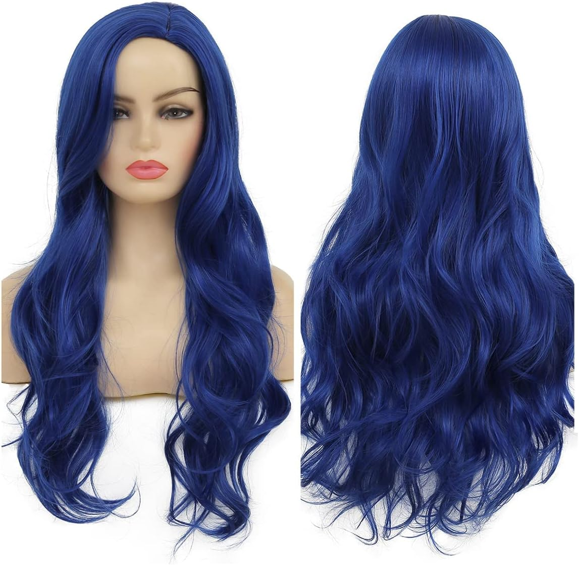 Beweig Long Curly Wavy Wine Red Wig for Women Side Part Burgundy Natural Looking Cosplay Synthetic Fibre Wig Heat Resistant Replacement Wig