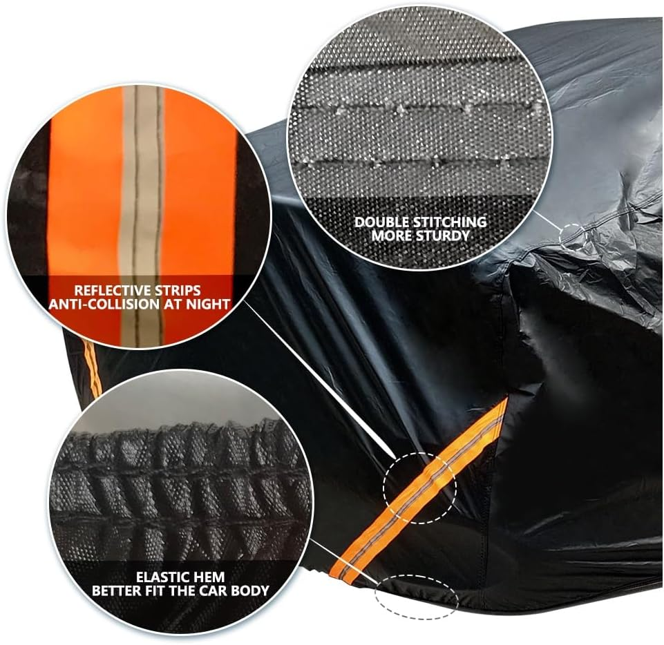 Car Cover for Toyota GT86/GR86, Universal Car Top Cover, for Outdoor Indoor Dustproof, with Side Zipper Reflective Strip(Black,Gt86 2017) image number 4