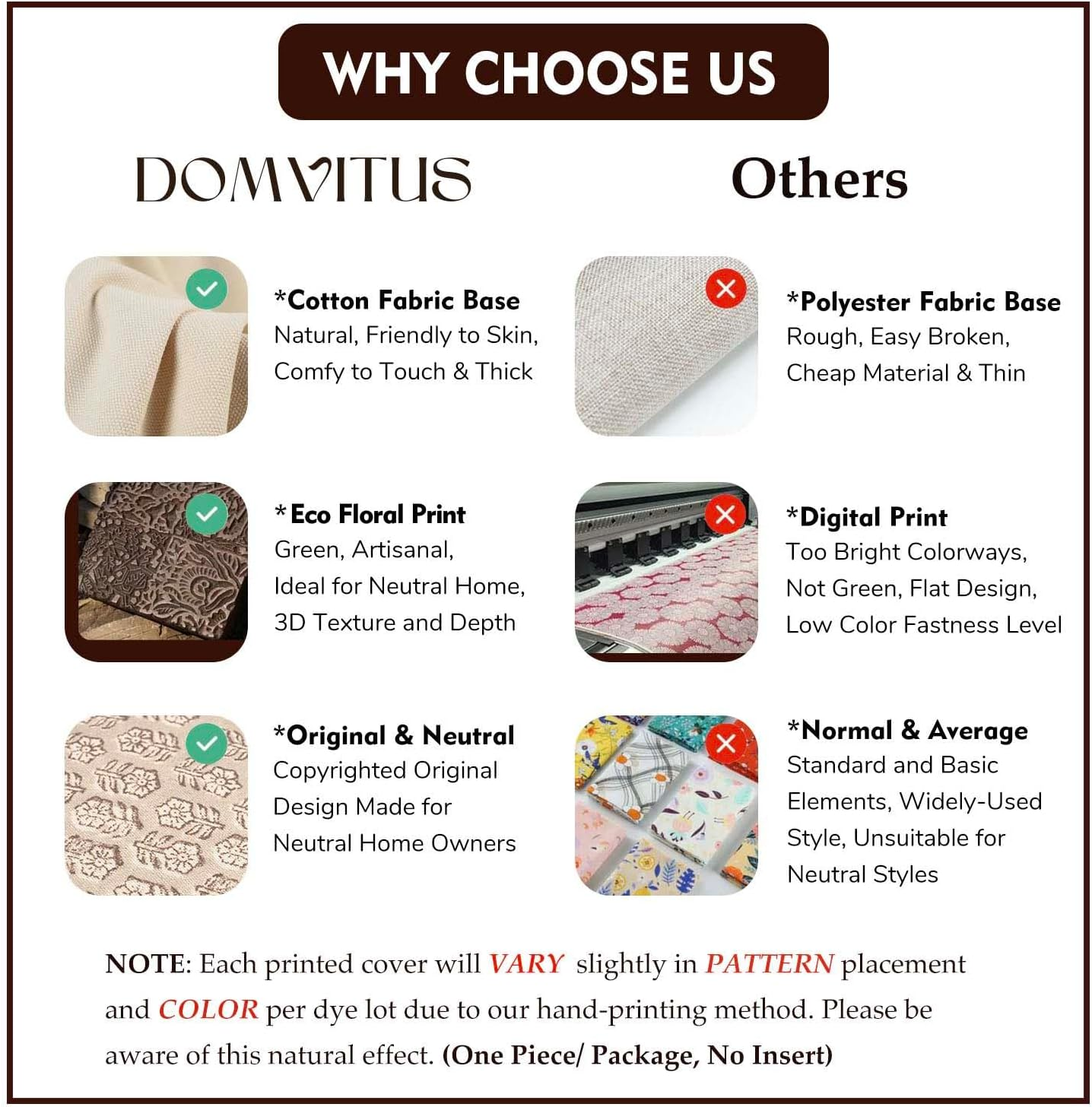 DOMVITUS 18X18 Pillow Cover, Floral Pillow Covers, Couch Pillows for Living Room, Decorative Farmhouse Accent Print Throw Pillow Covers, 1PC, Cloud Cream image number 6