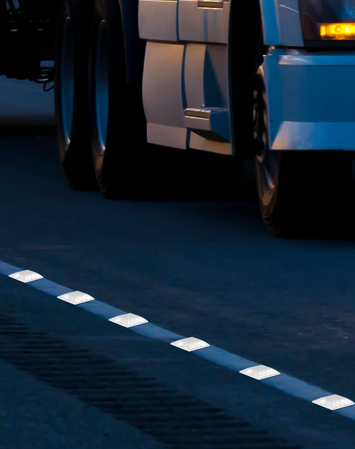 QWORK High Reflectivity Road Reflectors, Pack of 10 - Industrial Grade, Long Lasting, Adhesive Installation - for Speed Bumps, Crossings, Sidewalks, Pedestrian Crossing and Driveways image number 3