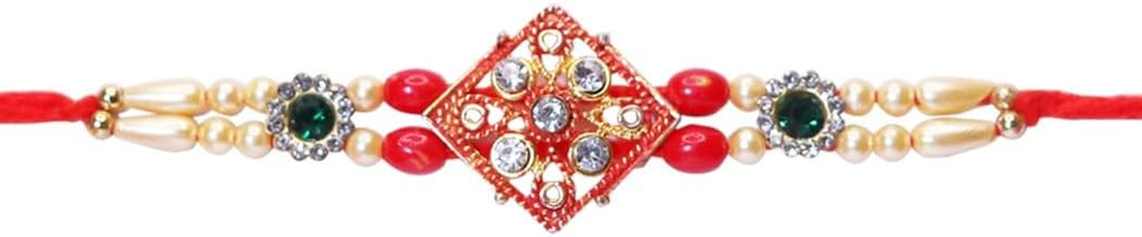 Rakhi for Brother Bhaiya Bhabhi Raksha Bandhan Gift Rakhi Thread Rakhi Bracelet, Indian Festive Rakshabandhan Bro Bracelet Thread Rakdi Rakhee Gift Set of 1 image number 2