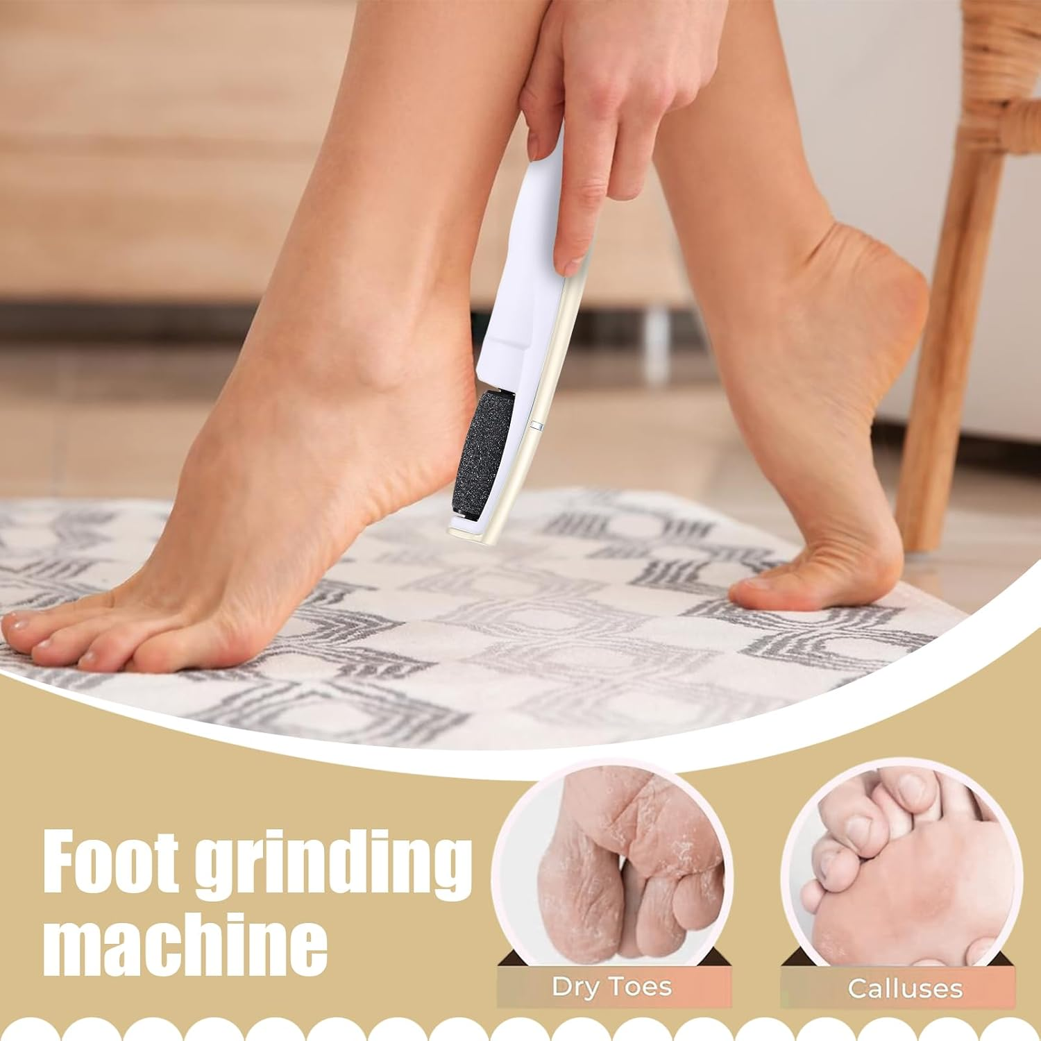 Electric Foot Callus Remover | Electric Grinder Calloused Feet Remover Tool | Electronic File Scrubber Pedicure Kit for Cracked Hard Dead Skin Peeling Heel Care - Red image number 5