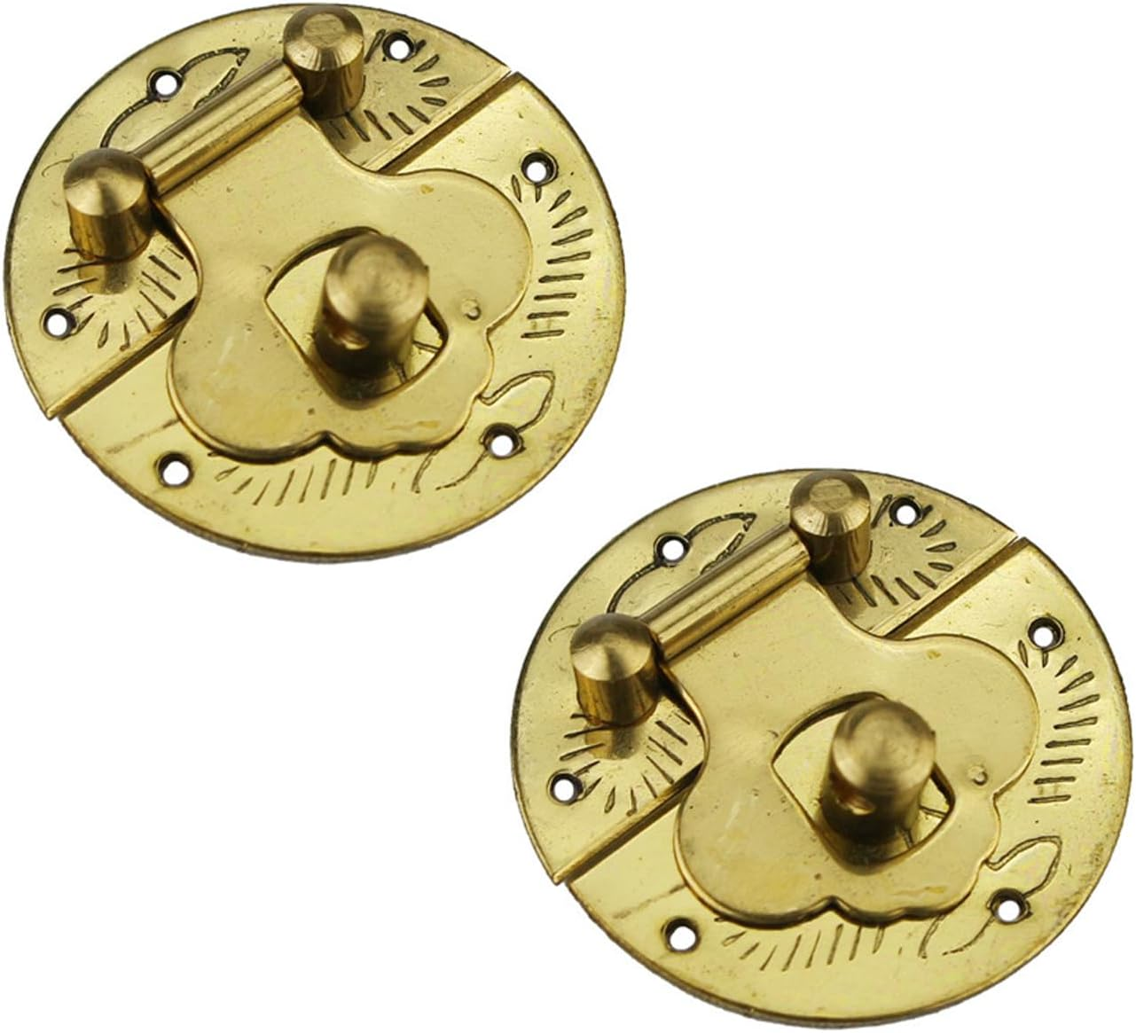 Fokmuaex 2Pcs Brass Box Clasp Latches - Decorative Lock Hardware for Jewelry Box, Cabinet & Small Wooden Cases, Vintage DIY Craft Accessories image number 4