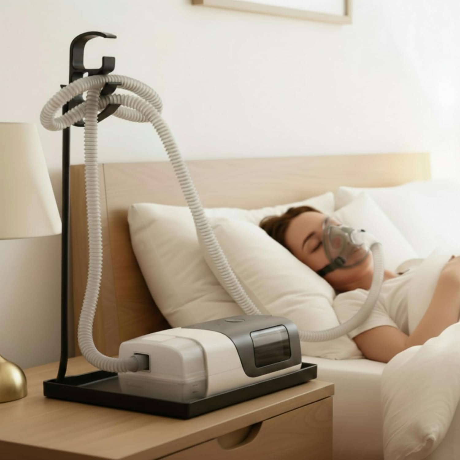 Geiserailie CPAP Hose Holder, Mask and Tube Hanger Mat for CPAP Machine, CPAP Supplies for Bedside Organizer with Hook, CPAP Nightstand Accessories Hose Hook for Women & Man, Travel CPAP Mask Stand image number 1