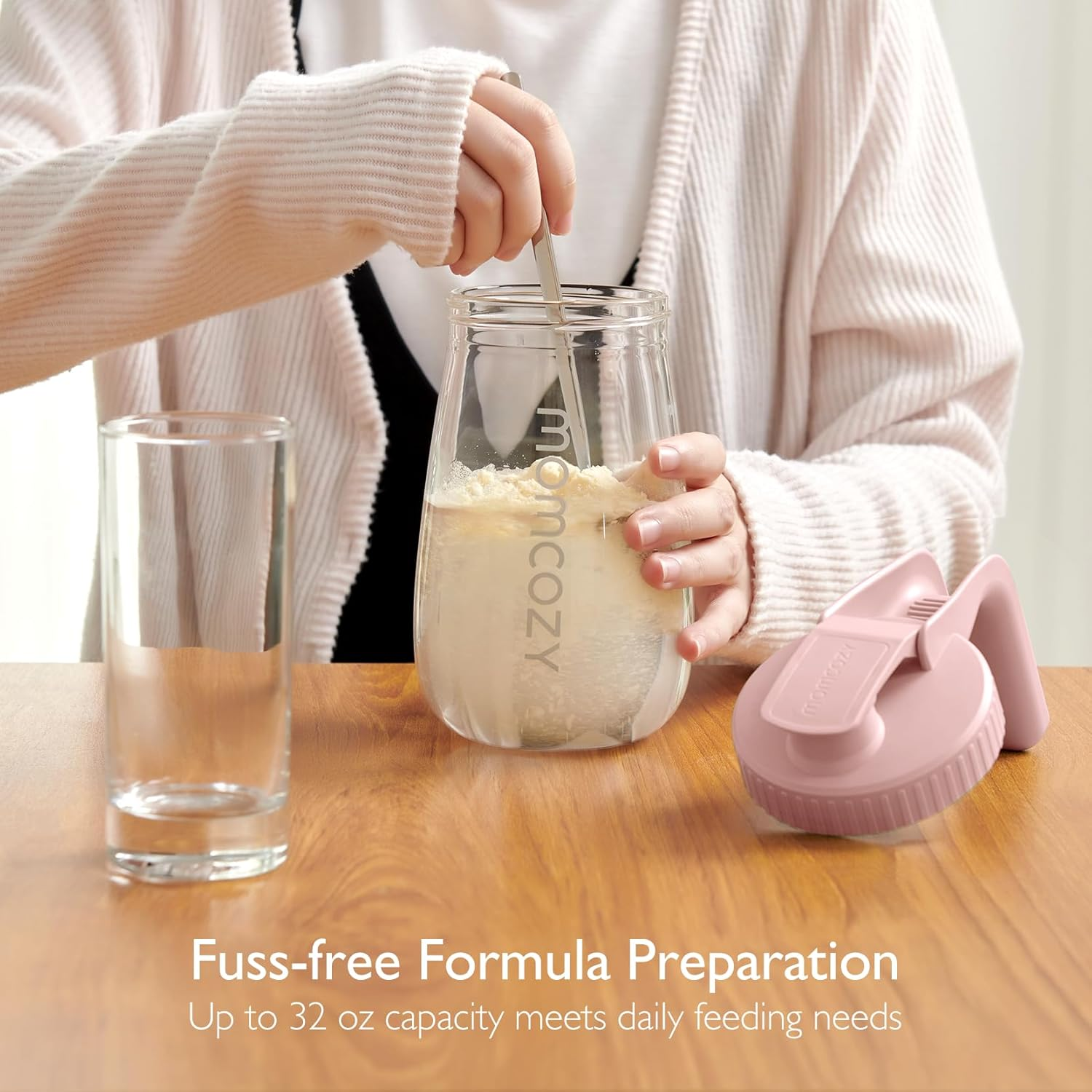 Momcozy Breast Milk Pitcher, Resistant to Heat and Cold Abrupt Temp Swings, No Leak Breast Milk Fridge Storage Container with Wide Mouth, Fast Baby Formula Maker, Breastfeeding Essentials, Pink image number 3