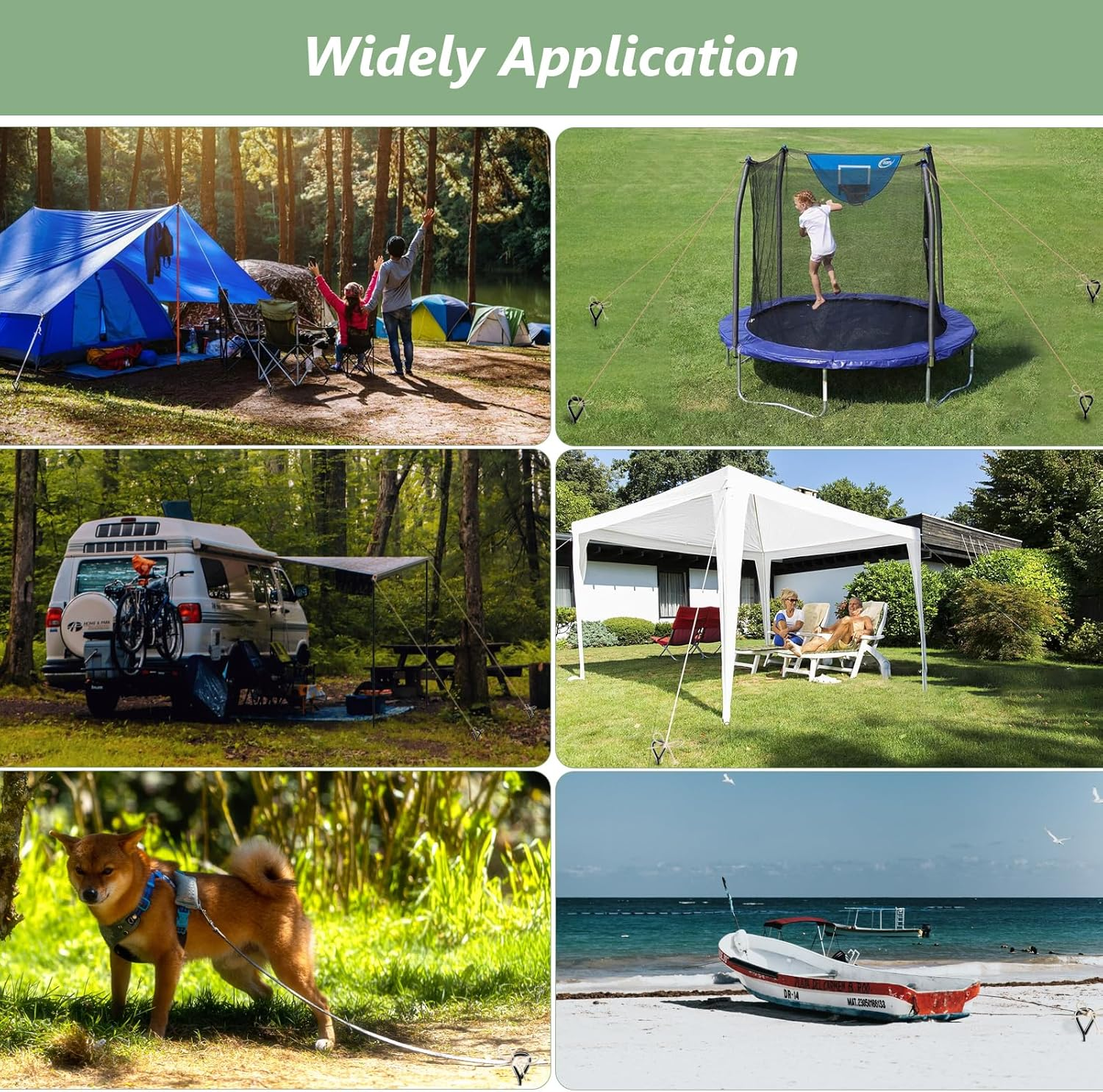 18" Long Ground Anchor, Heavy Duty Earth Anchors 18 Inch Ground Anchors Screw in Kit with T-Handle Hex Wrench for Camping Tent, Swing Sets, Securing Animals, Sheds, Trampoline(4 Pcs) (Black) image number 5